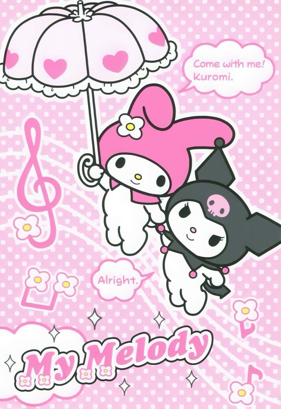 hello kitty and kawaii kitty with an umbrella — 1154x1681 wallpaper