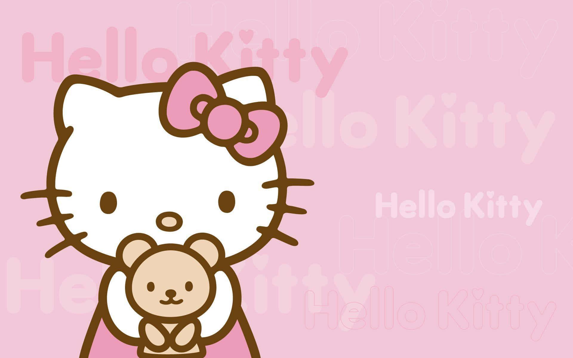 Hello Kitty Laptop Hugging Teddy Bear — 1920x1200 wallpaper