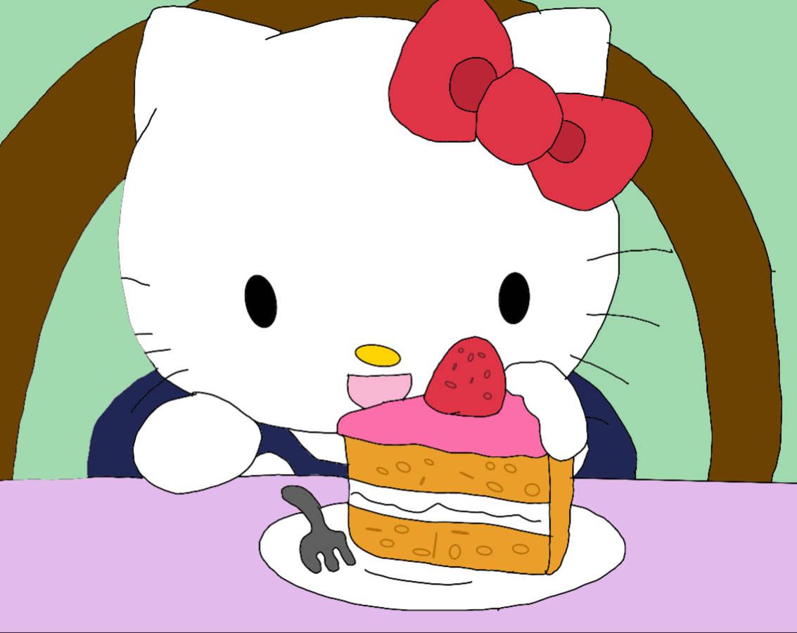 Hello Kitty PFP Eating Cake Drawing — 1133x900 wallpaper