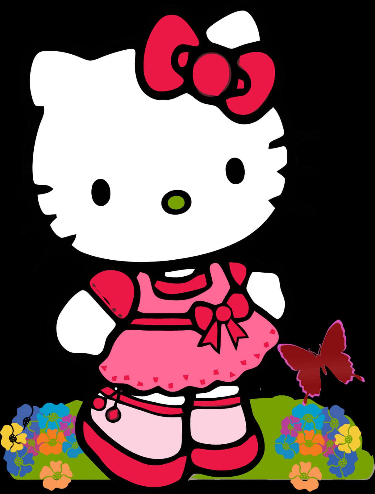 Hello Kitty Red Dress Butterfly — 1215x1600 wallpaper