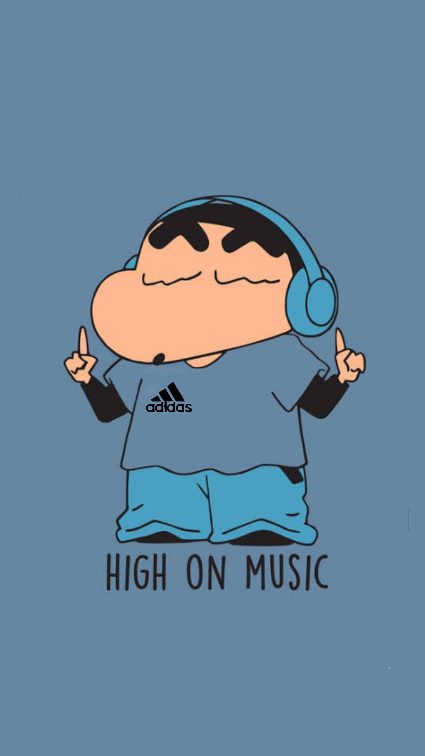 High On Music Shinchan Aesthetic — 1440x2560 wallpaper