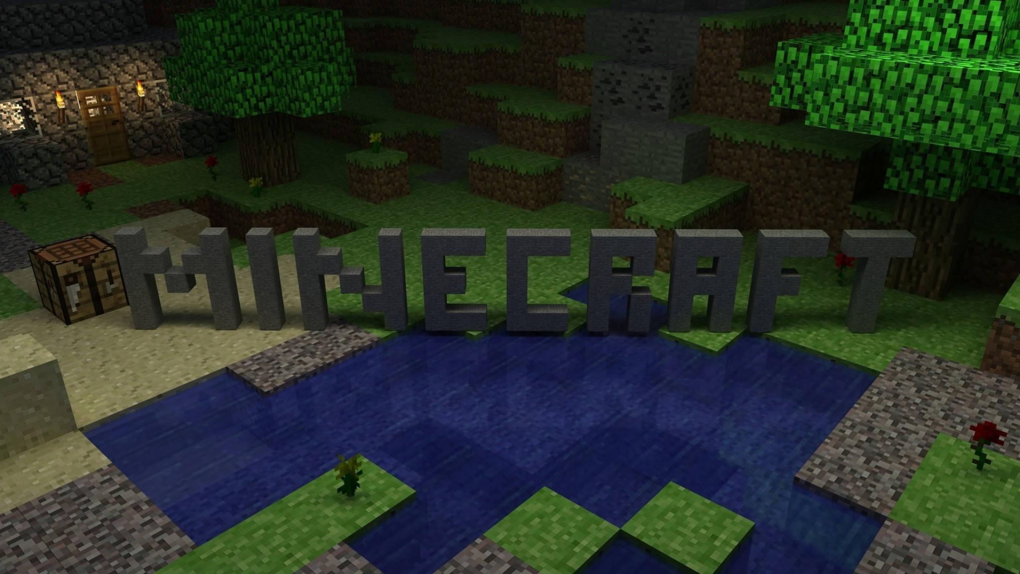 High-Resolution Artistic Representation of Minecraft Logo — 2048x1152 wallpaper