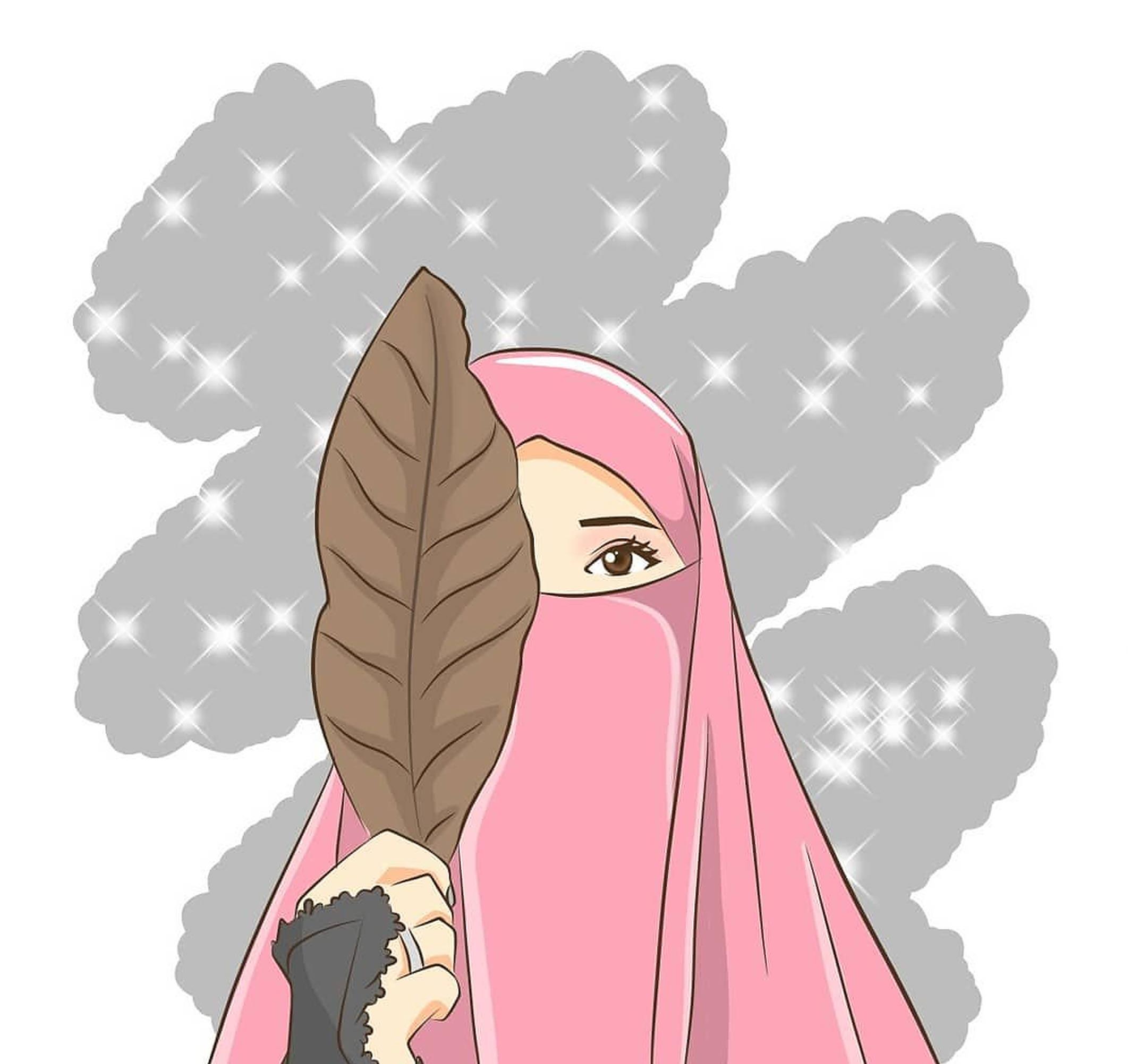 Hijab Cartoon Brown Leaf — 2123x2004 wallpaper