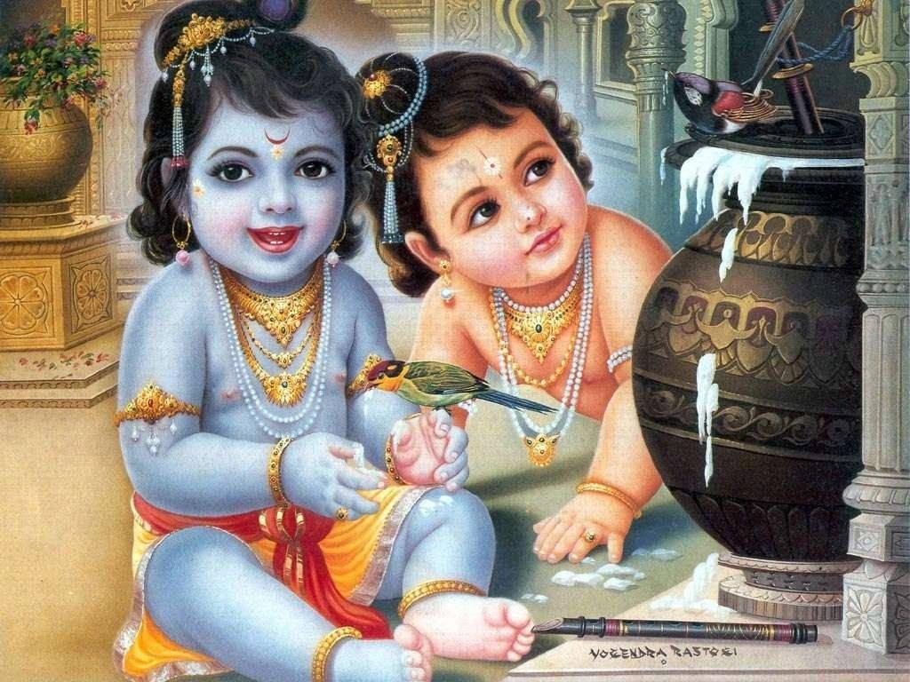 Hindu Gods Krishna and Balram — 1024x768 wallpaper