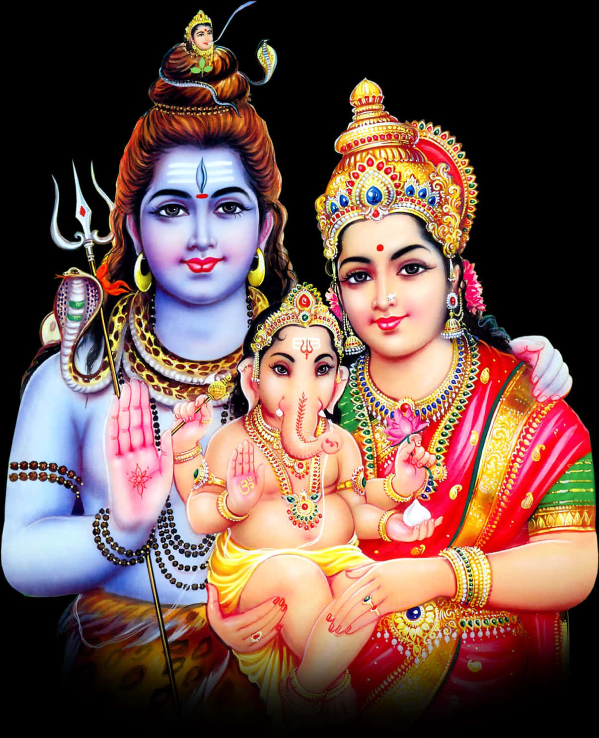 Holy_ Triad_ Shiva_ Parvati_ Ganesha_ Artwork — 1206x1485 wallpaper
