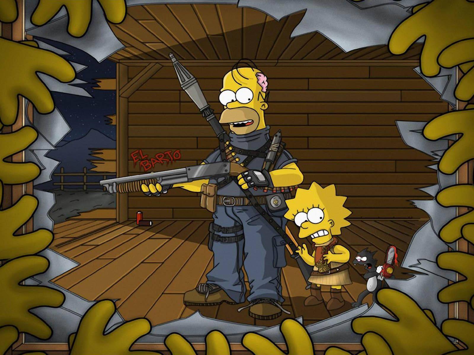 Homer And Lisa Simpsons Zombies — 1600x1200 wallpaper