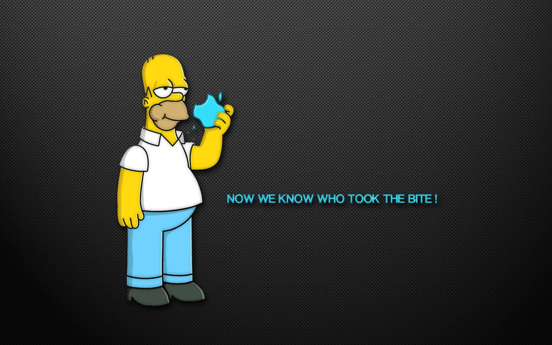 Homer Simpson Apple Bite — 1920x1200 wallpaper