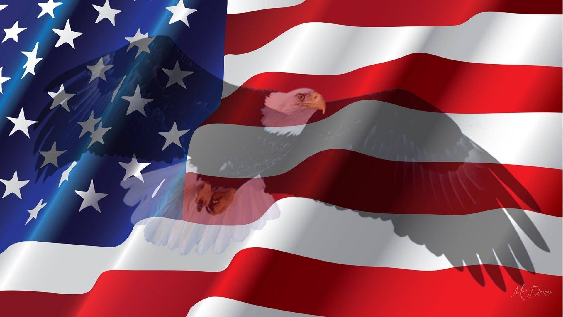 Honoring the Fallen on Memorial Day with a Proud Eagle Flying Above Old Glory — 1920x1080 wallpaper