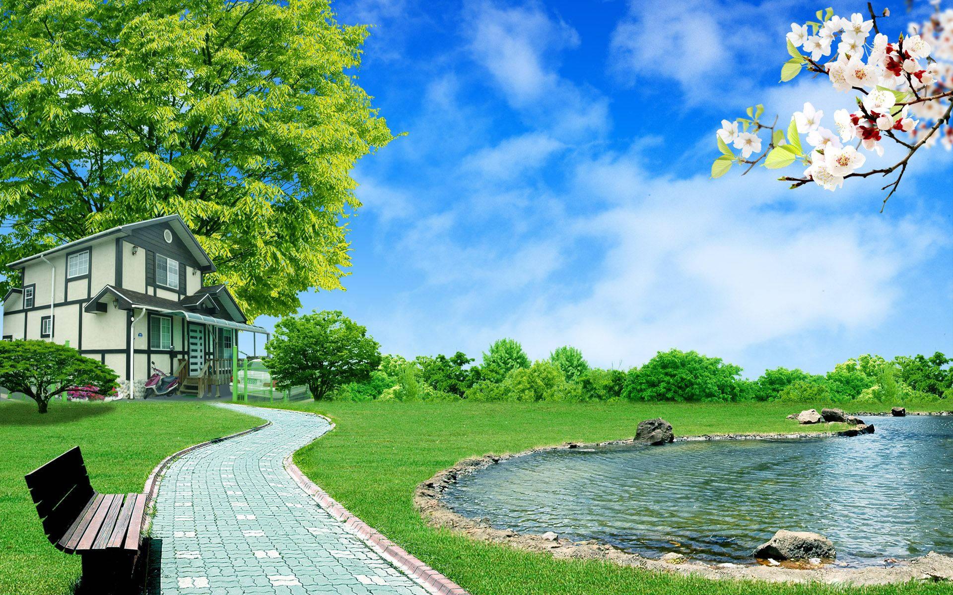 House Yard Render Laptop — 1920x1200 wallpaper