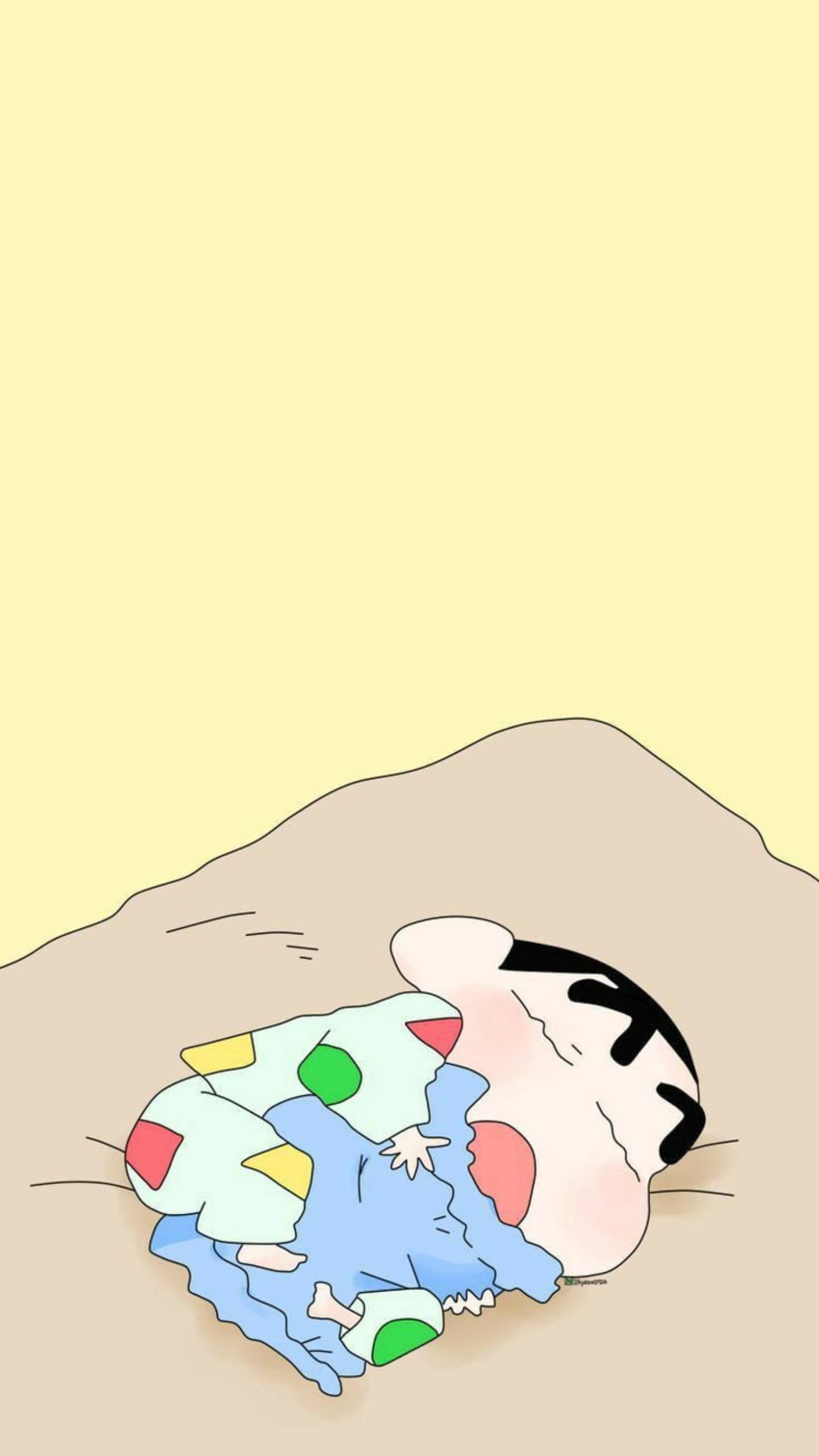 Hugging A Pillow Shinchan Aesthetic — 1440x2560 wallpaper