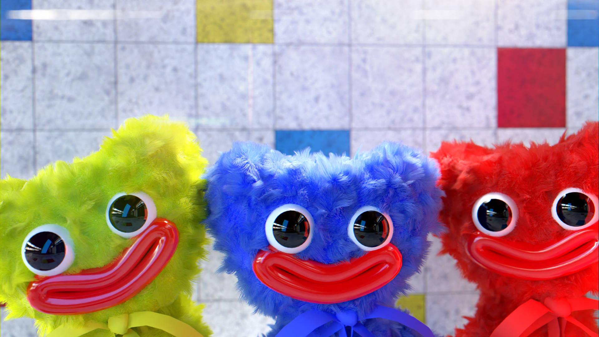 Huggy Wuggy Three Dolls — 1920x1080 wallpaper