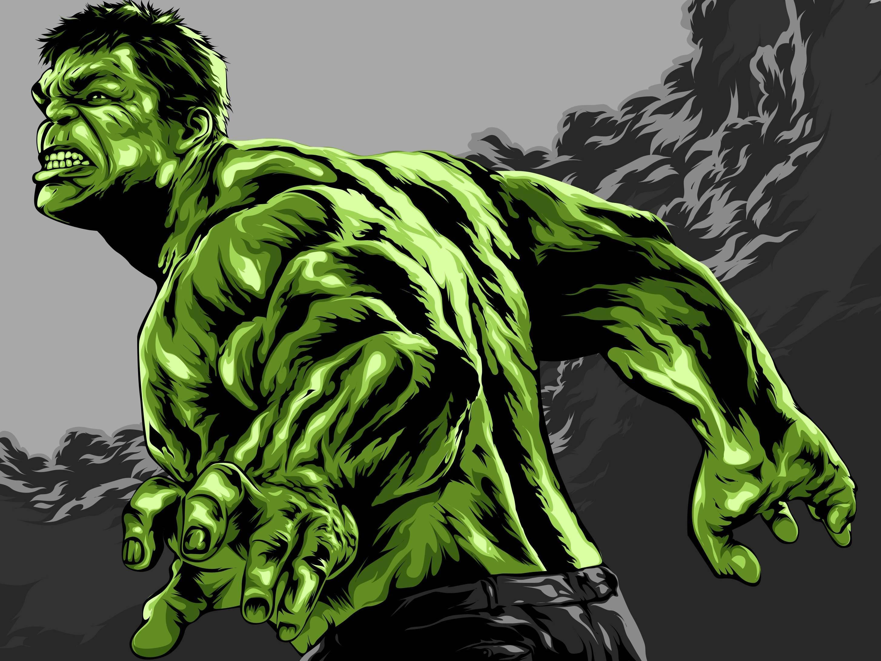 Hulk Art On Black Background — 2909x2182 wallpaper