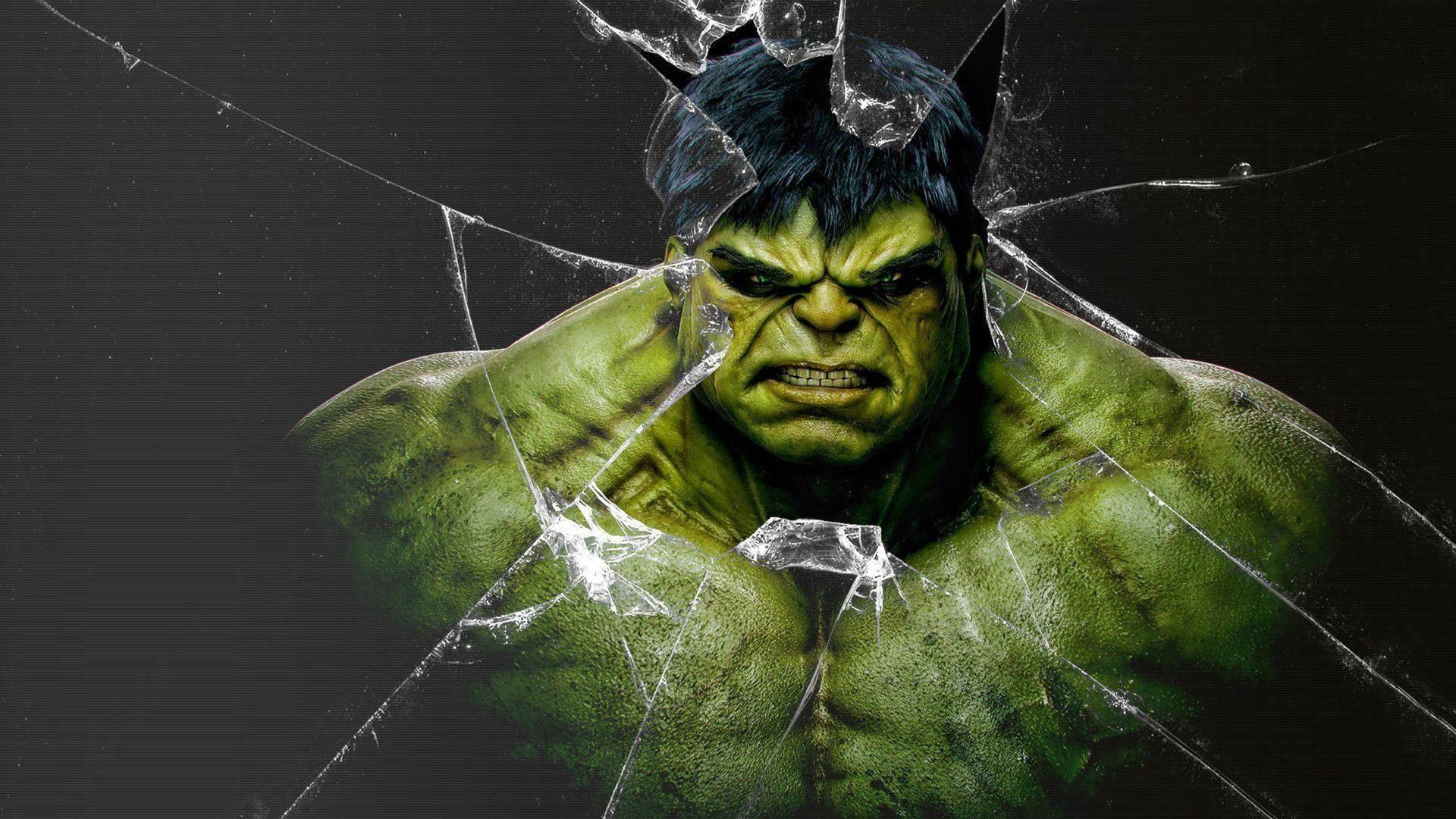 Hulk Cracked Screen — 1920x1080 wallpaper