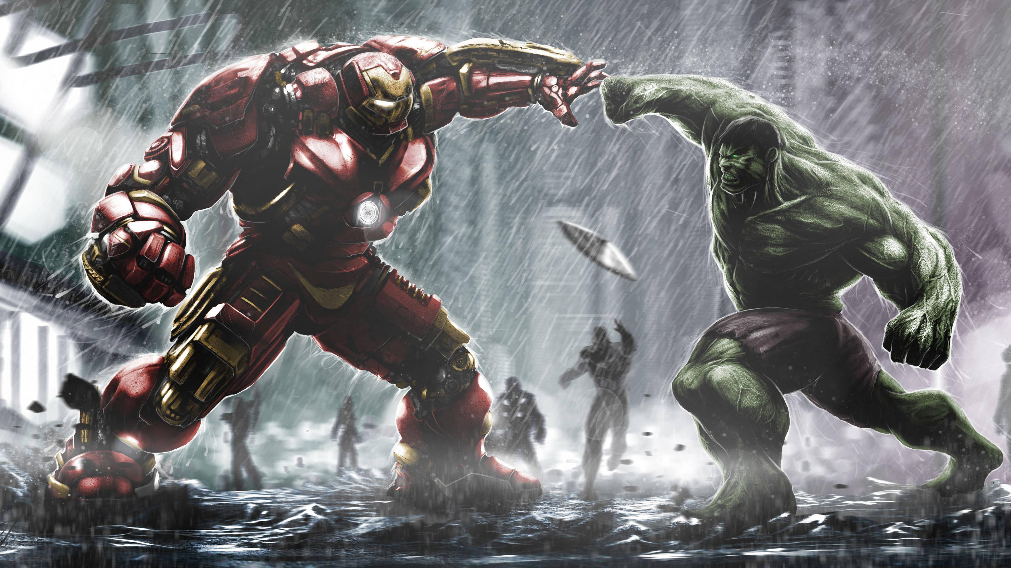 Hulkbuster Vs. Incredible Hulk HD — 3840x2160 wallpaper