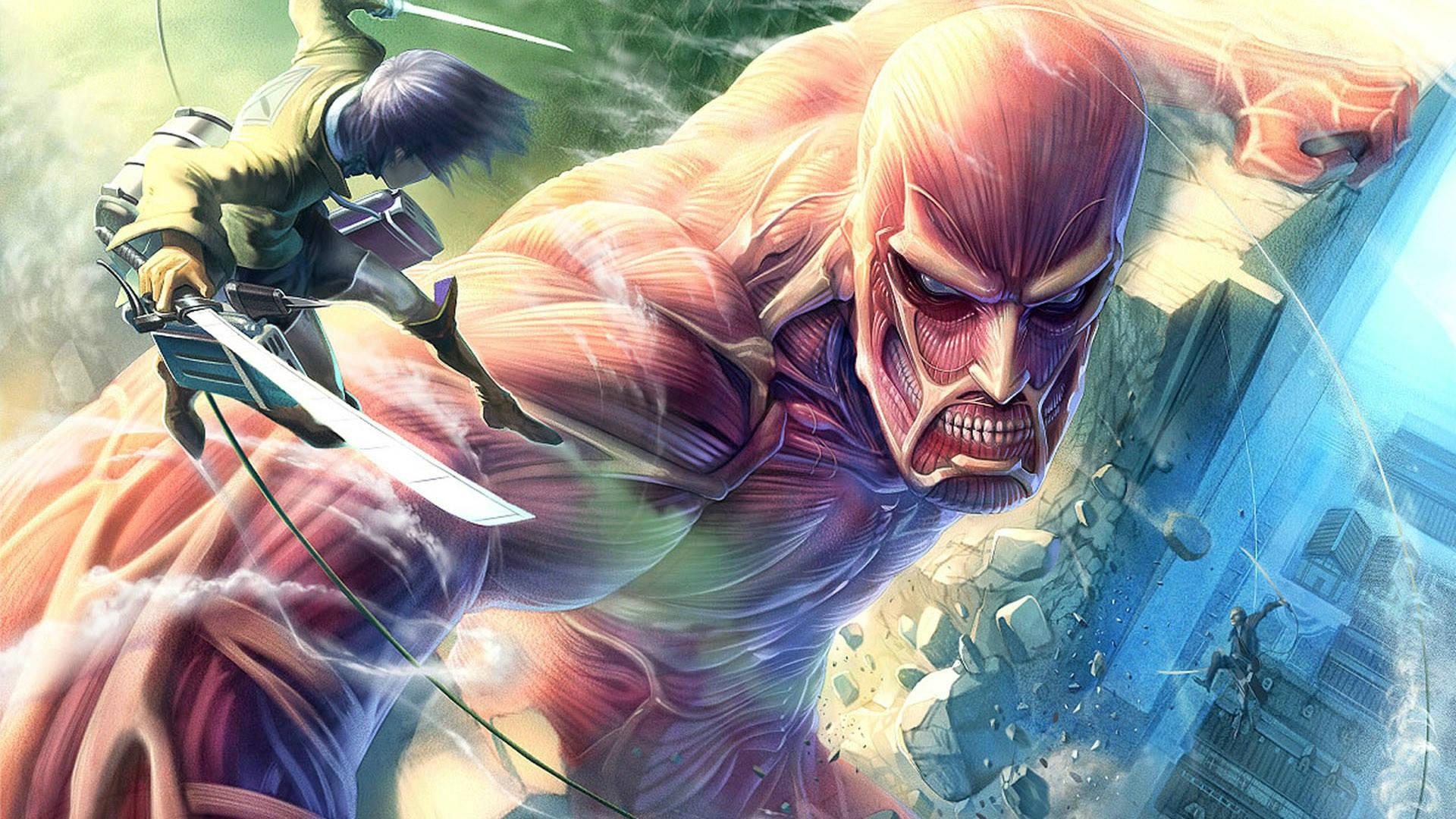 Human Eren Yeager And Titan Bertolt — 1920x1080 wallpaper