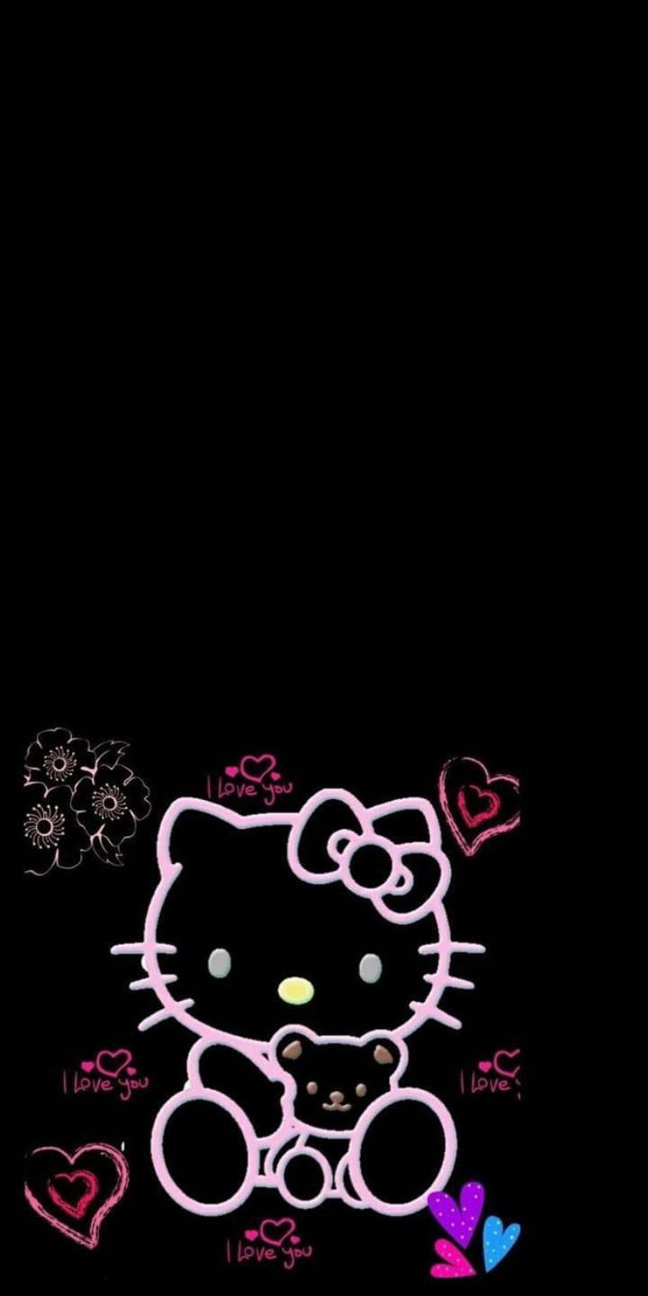 I Love You Black Hello Kitty — 720x1440 wallpaper