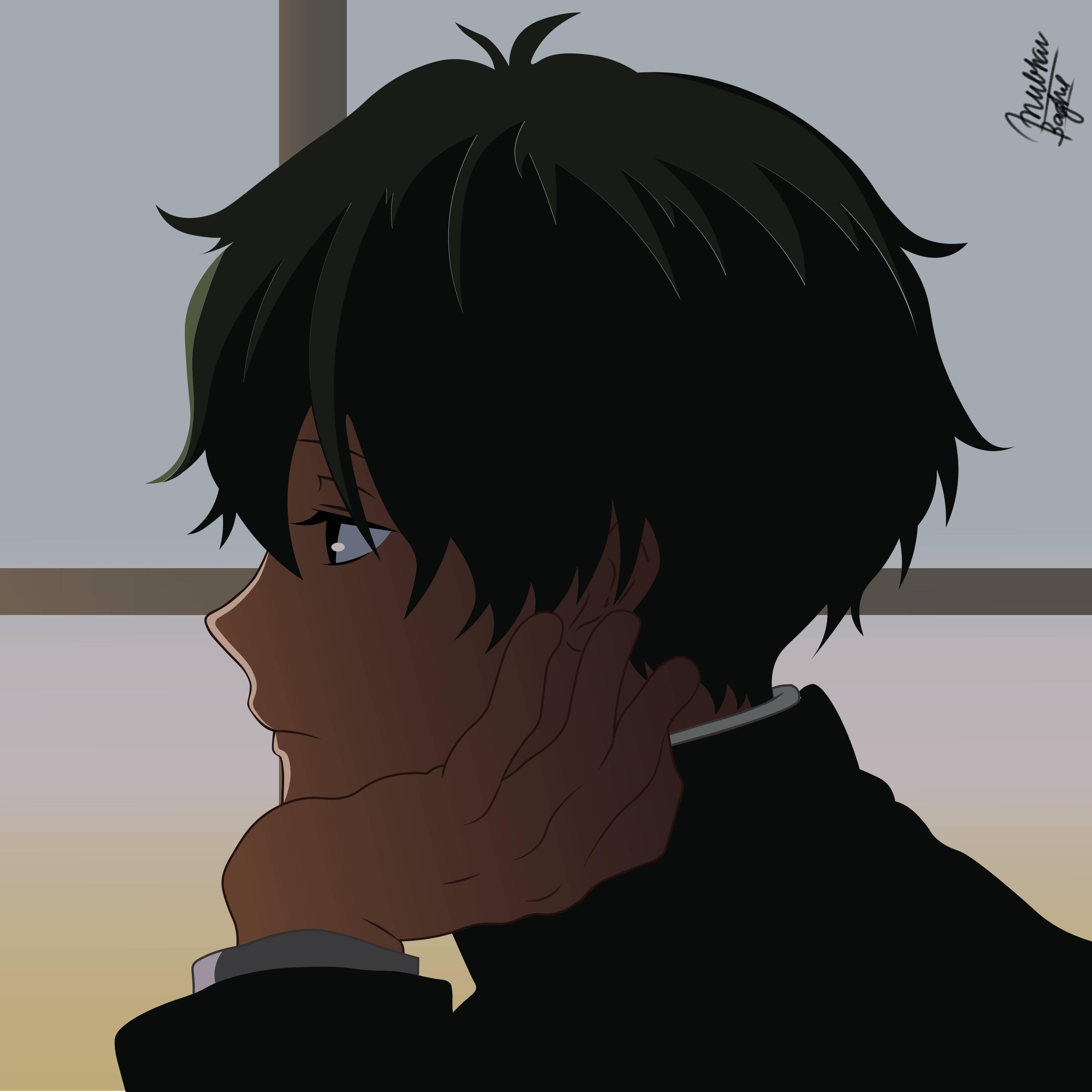 Iconic Hotaro Oreki Sad Boy Cartoon — 4096x4096 wallpaper