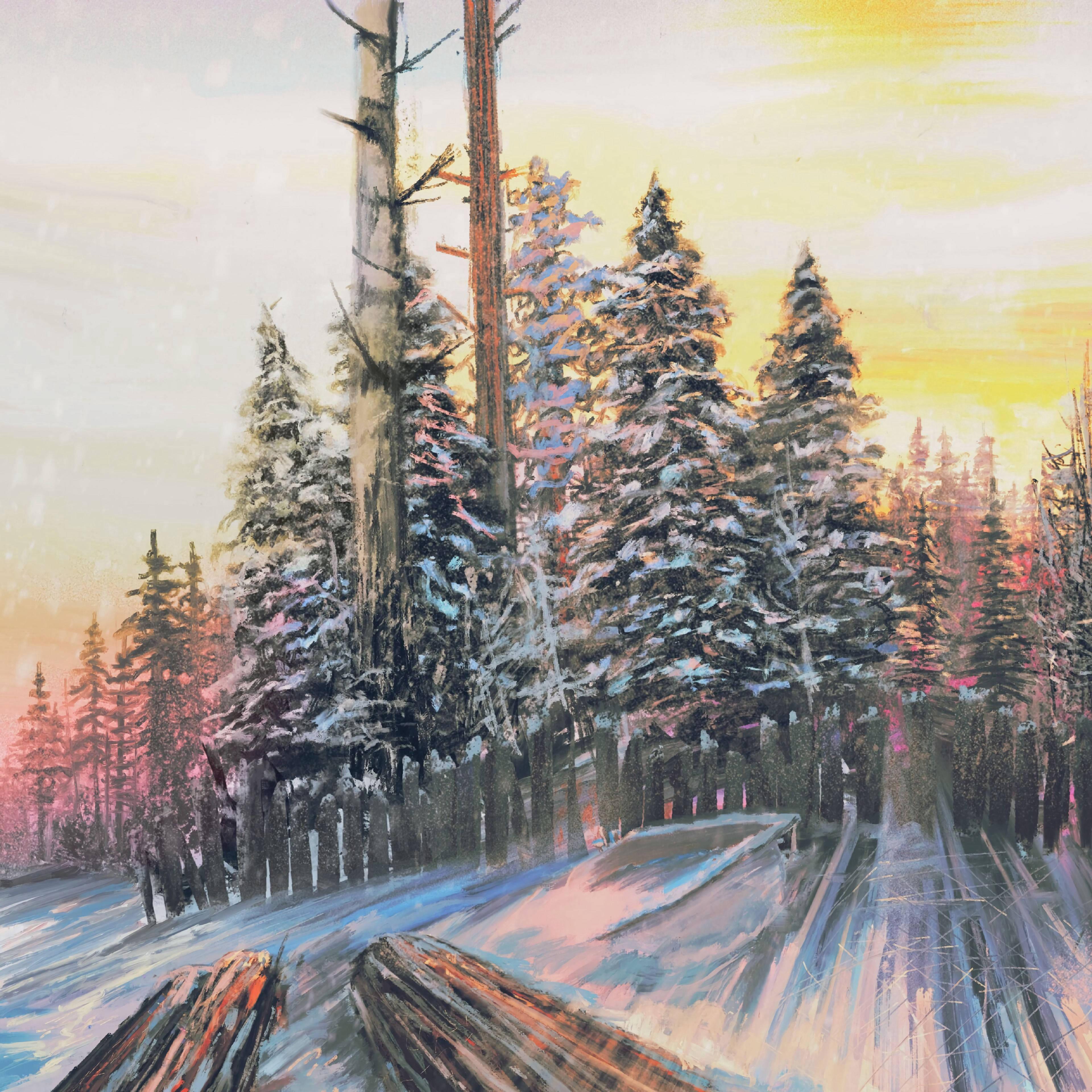 Icy Forest Painting — 3840x3840 wallpaper