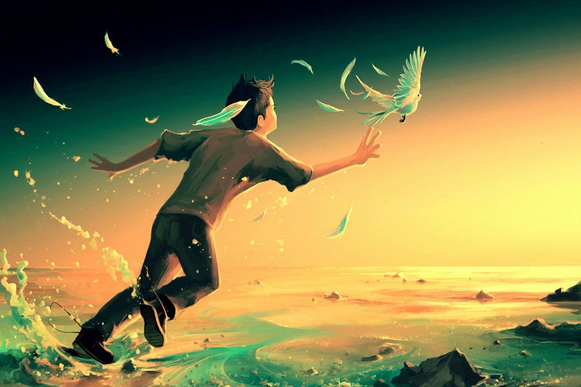 Illustration Of Alone Boy — 1920x1280 wallpaper