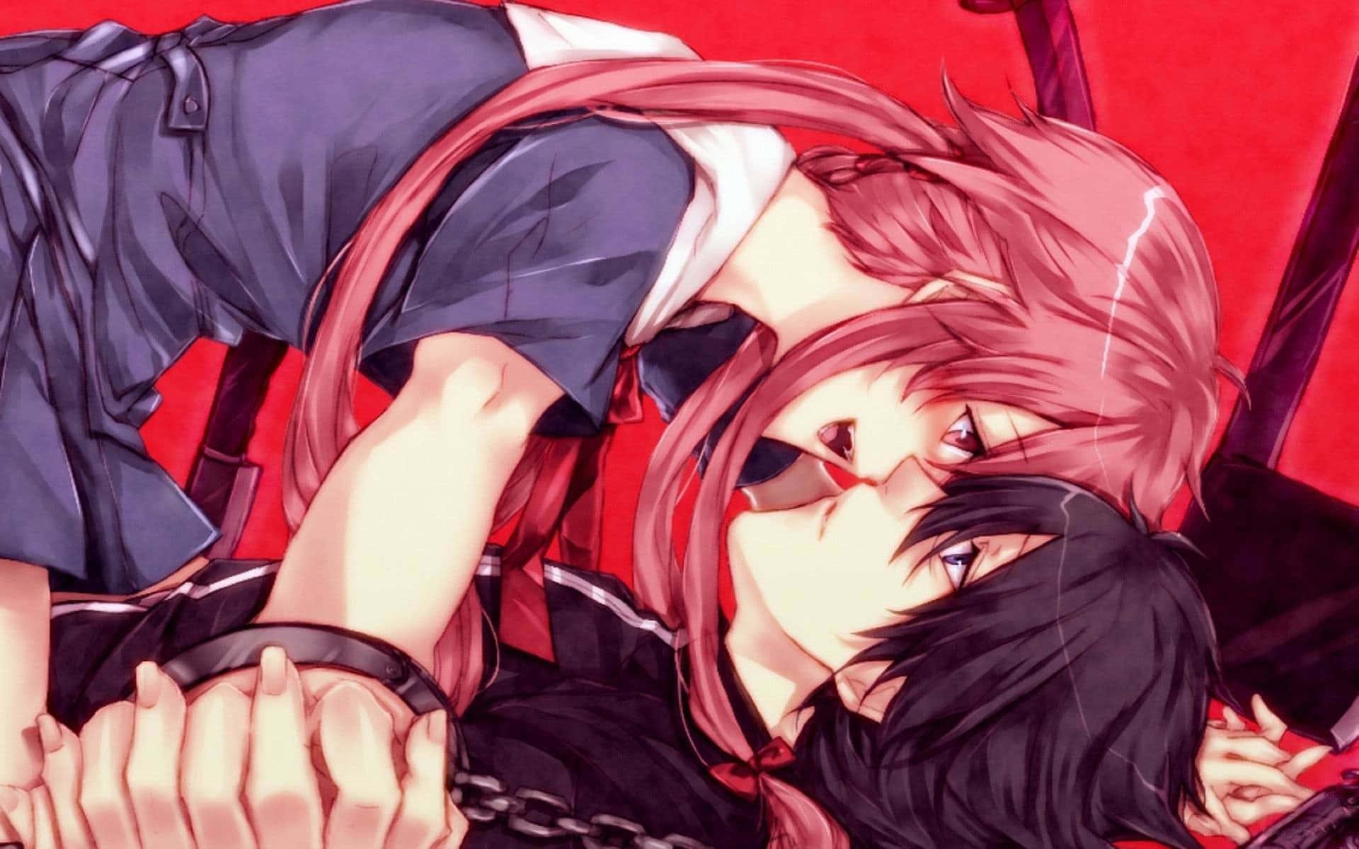 Image Adorable Anime Couple Sitting in a Cherry Blossom-Lined Park — 1920x1200 wallpaper