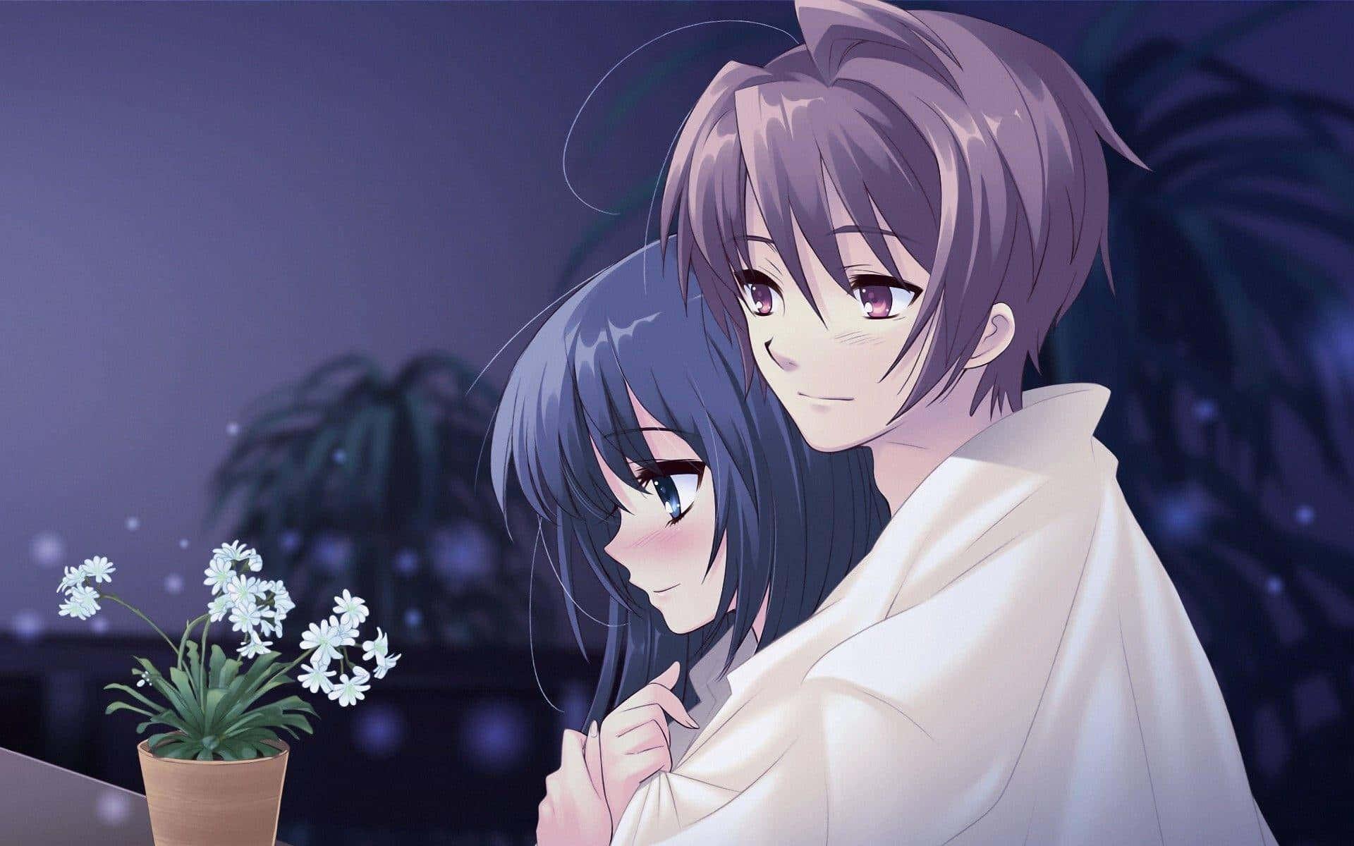 Image Aesthetic Anime Couple Sharing a Sweet Moment — 1920x1200 wallpaper