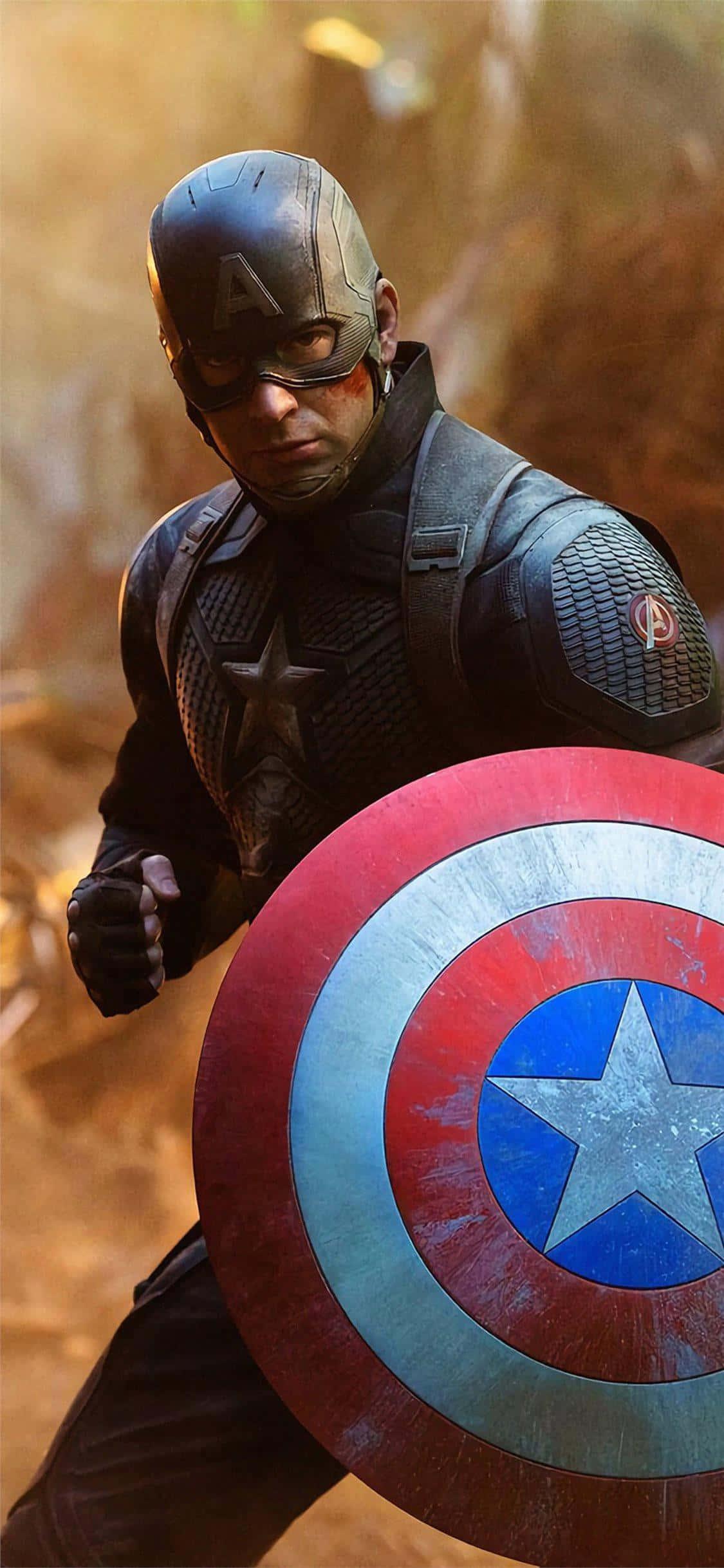 Image Marvel Hero Captain America Ready to Fight — 1125x2436 wallpaper