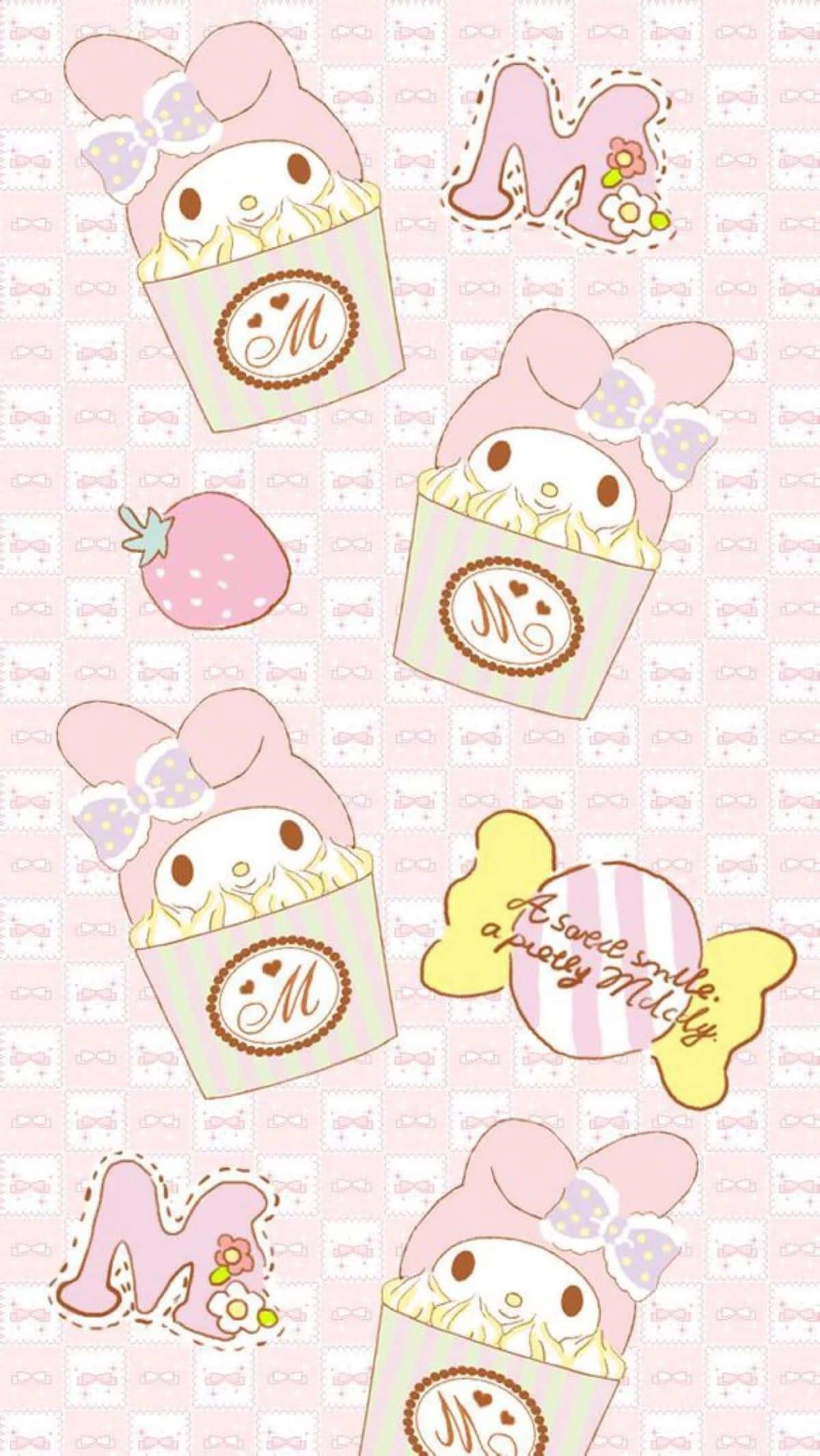 Image My Melody smiling sweetly in a field of pink daisies — 1200x2131 wallpaper