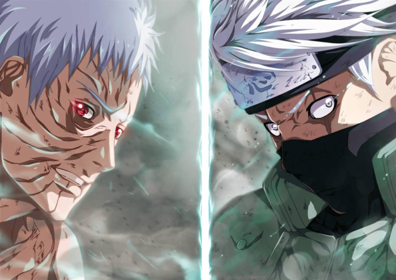 Image Obito Uchiha and Kakashi Hatake Battle Intensely