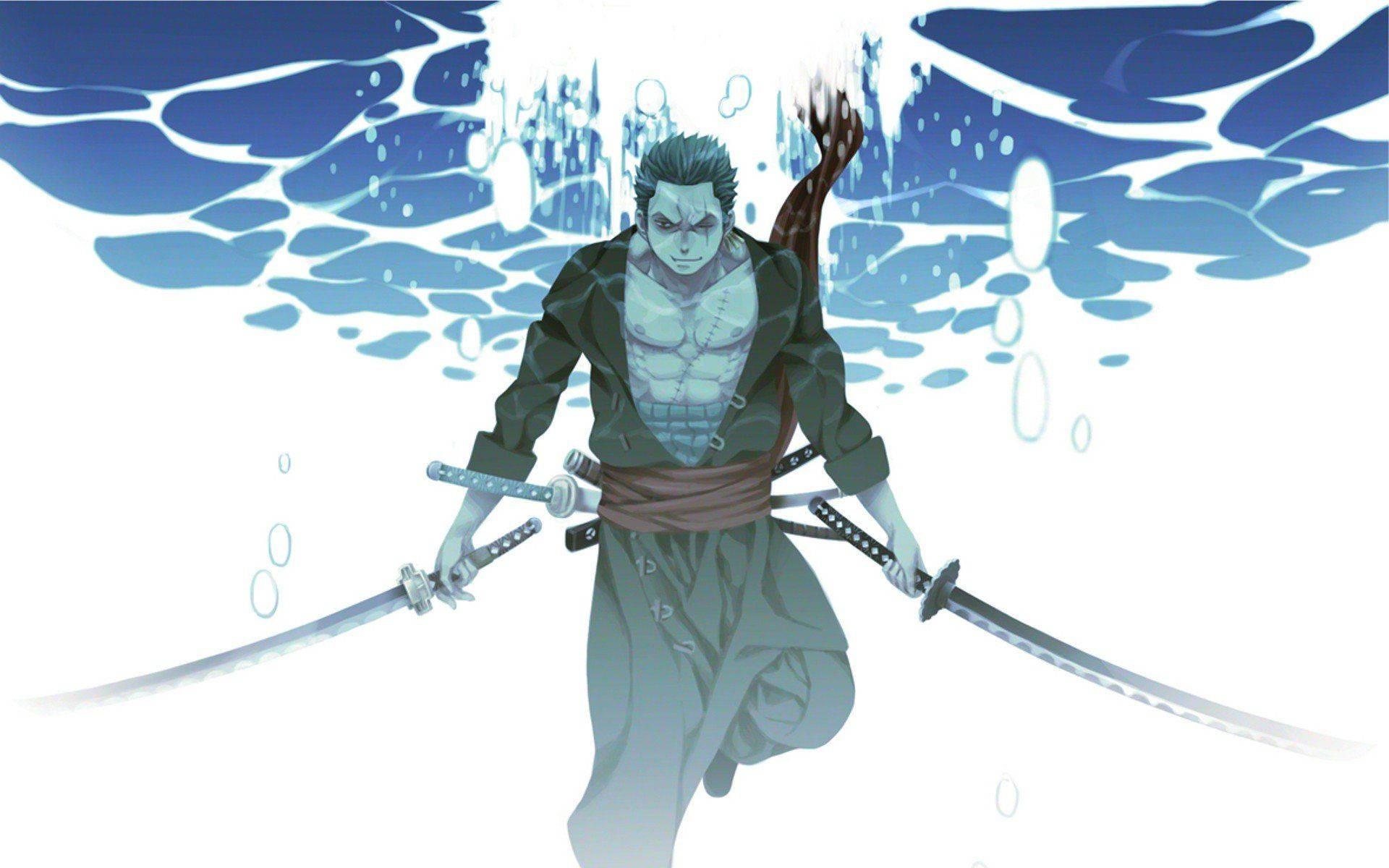 Image Roronoa Zoro Battling His Enemy in the Ocean — 1920x1200 wallpaper