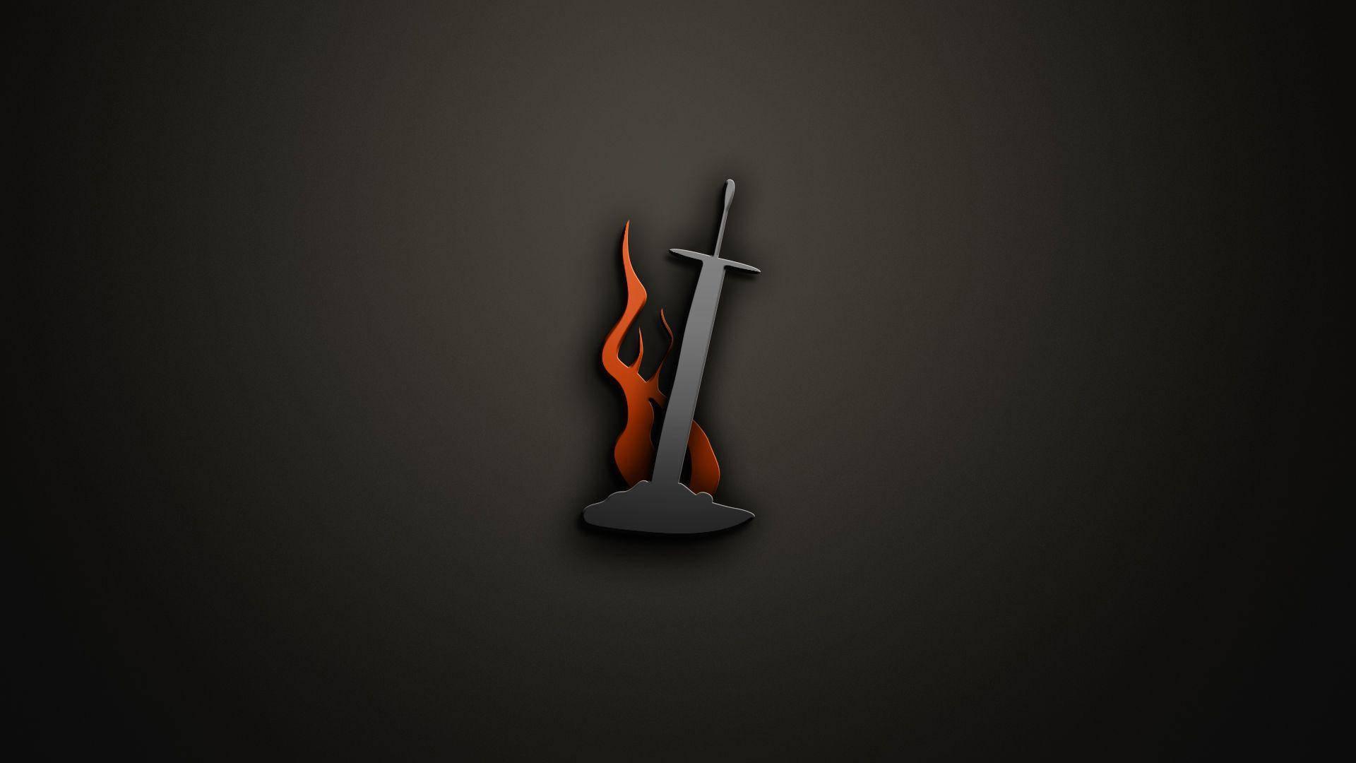Impaled Flaming Sword Gaming Logo