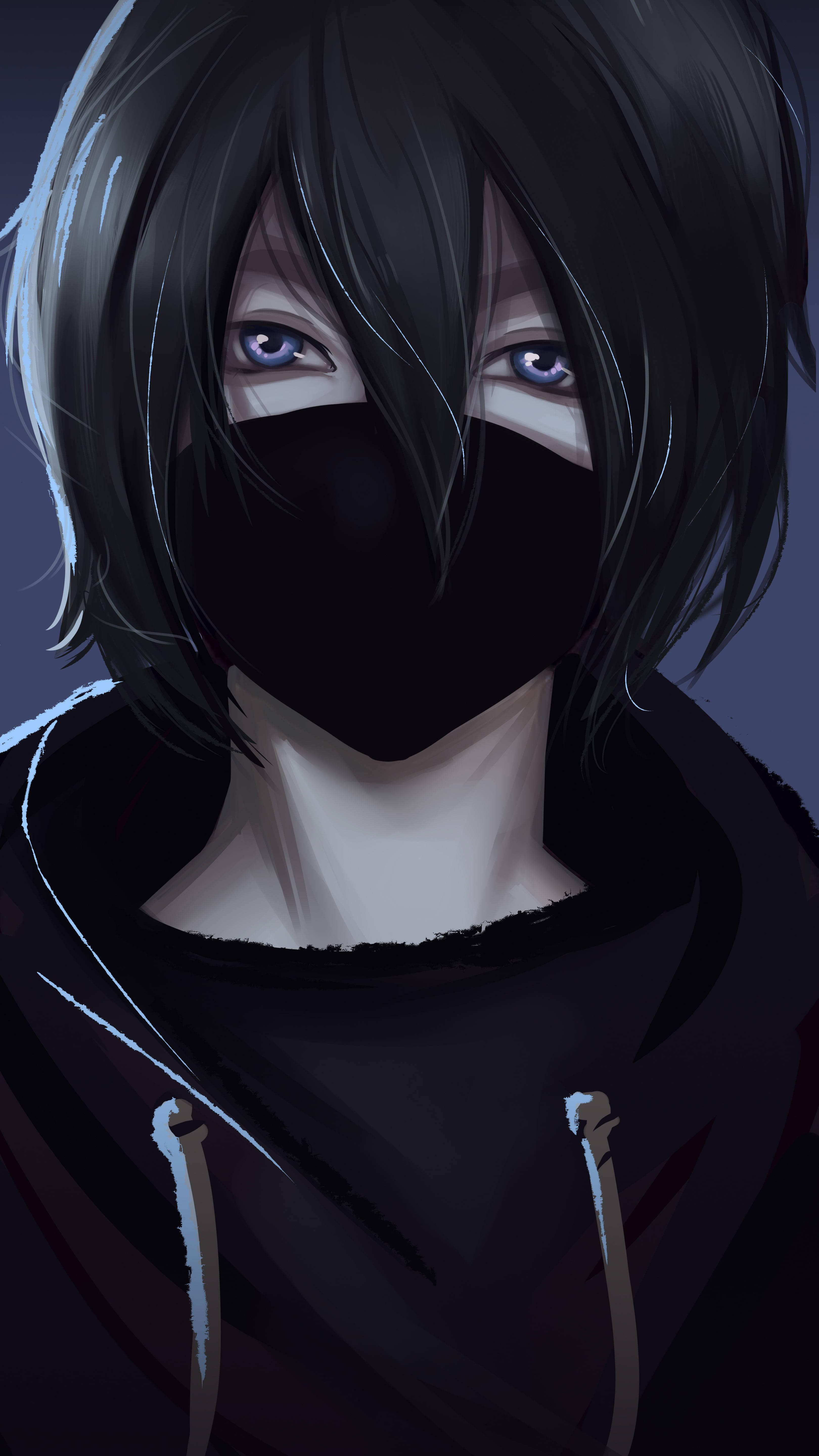 Impressive Masked Sad Boy Cartoon Art — 3240x5760 wallpaper