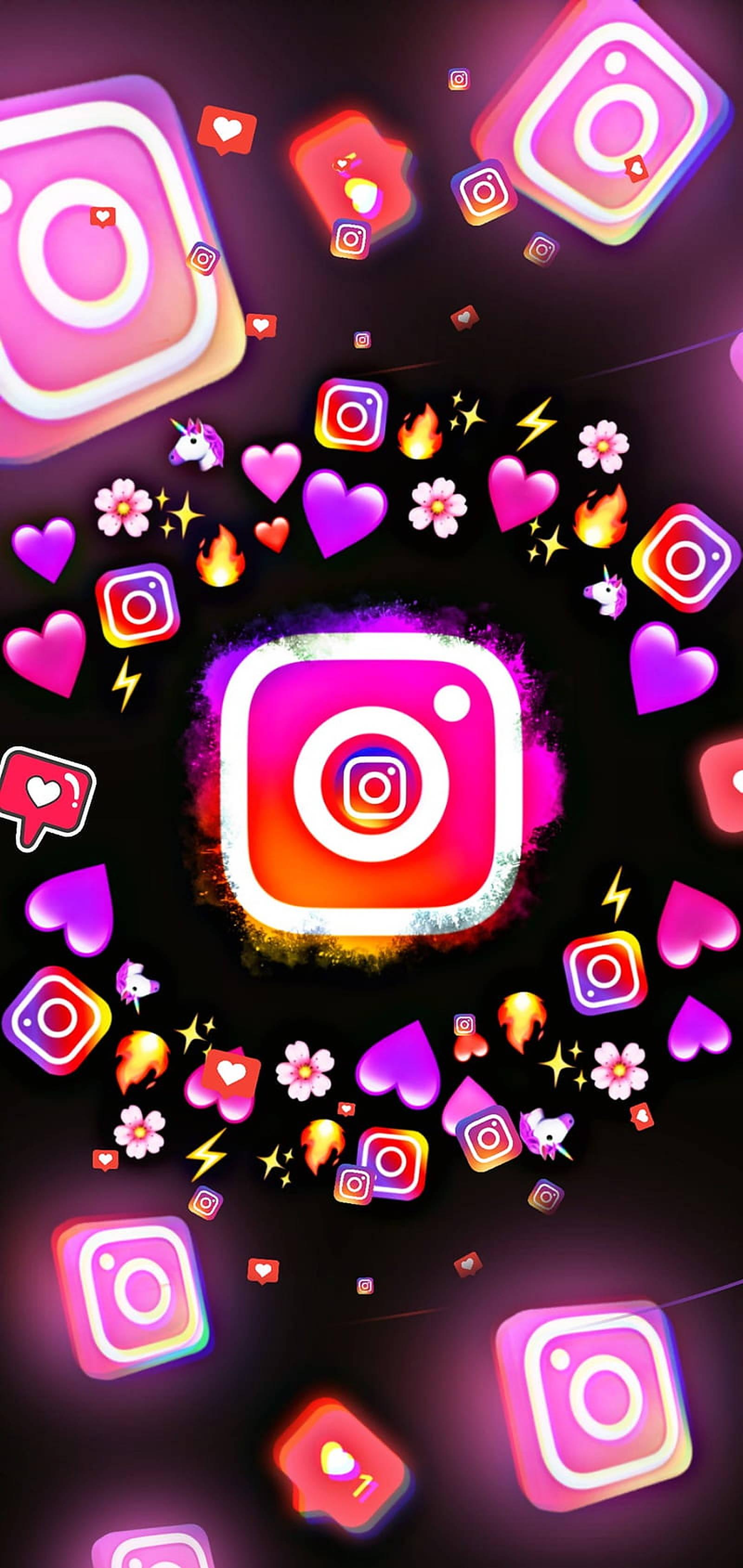 Instagram Icon And Emojis — 1600x3378 wallpaper