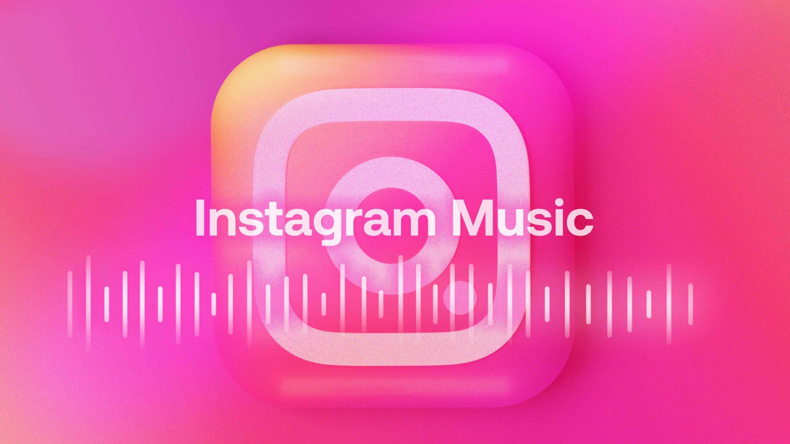 instagram music app with a pink background and a sound wave — 2560x1440 wallpaper