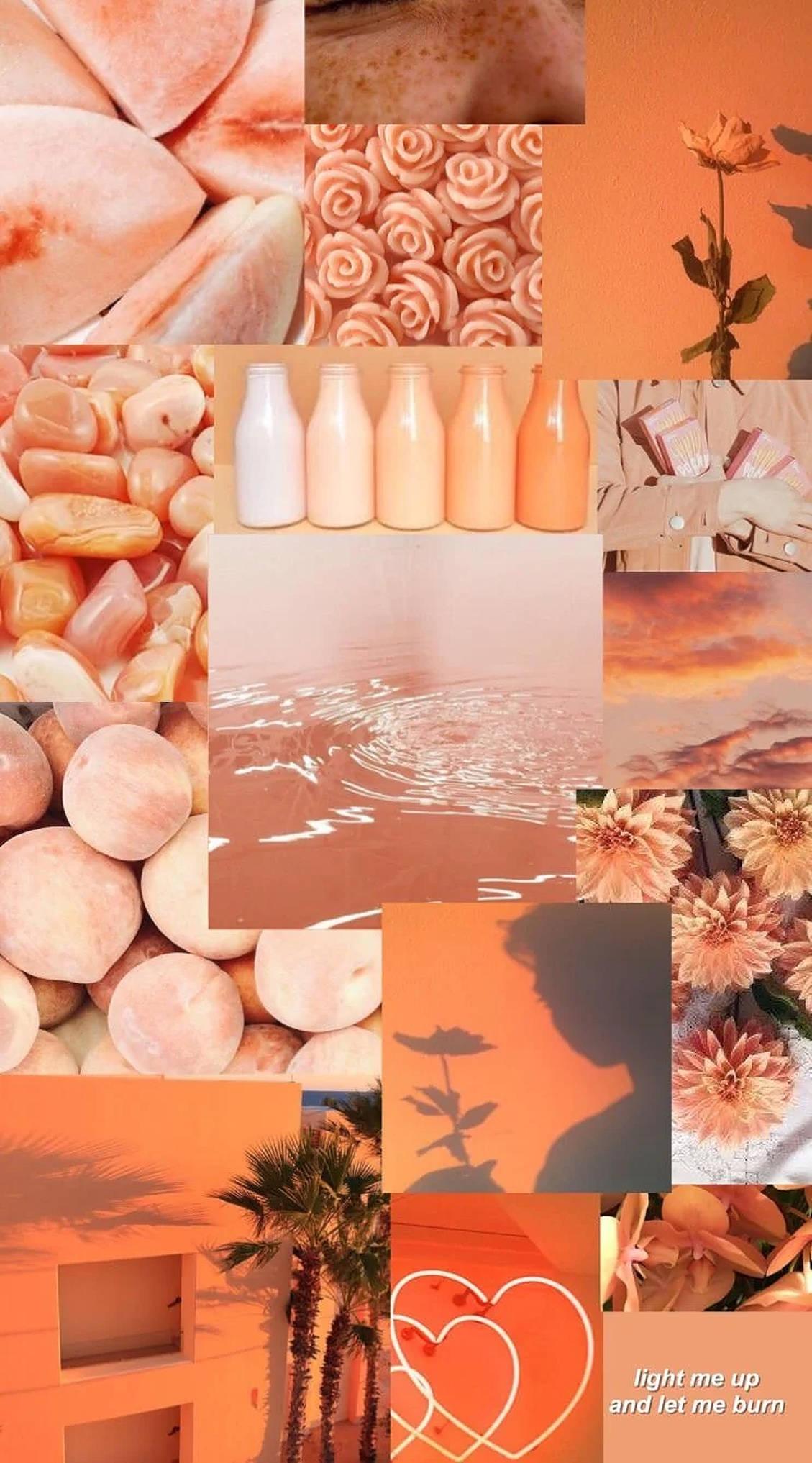 Iphone Aesthetic Orange Collage — 1129x2034 wallpaper