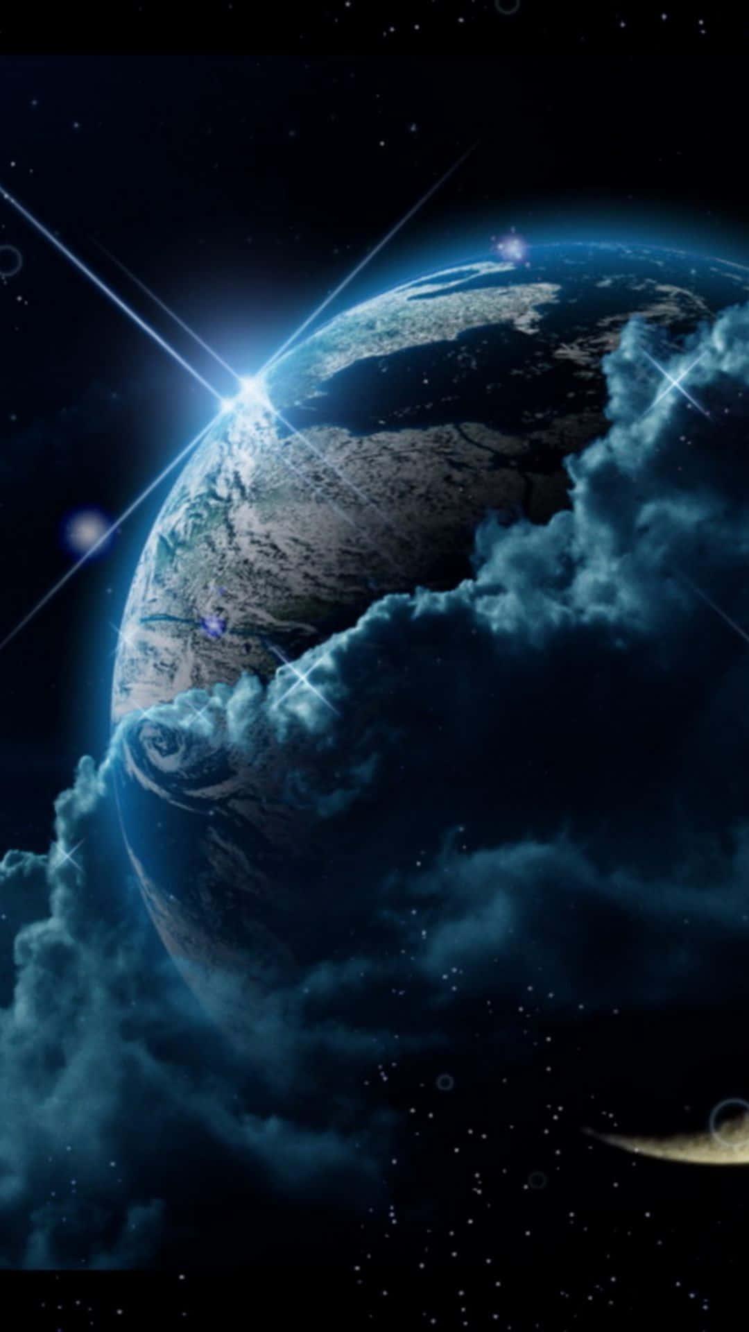 IPhone Earth Glint Wrapped In Clouds — 1080x1920 wallpaper