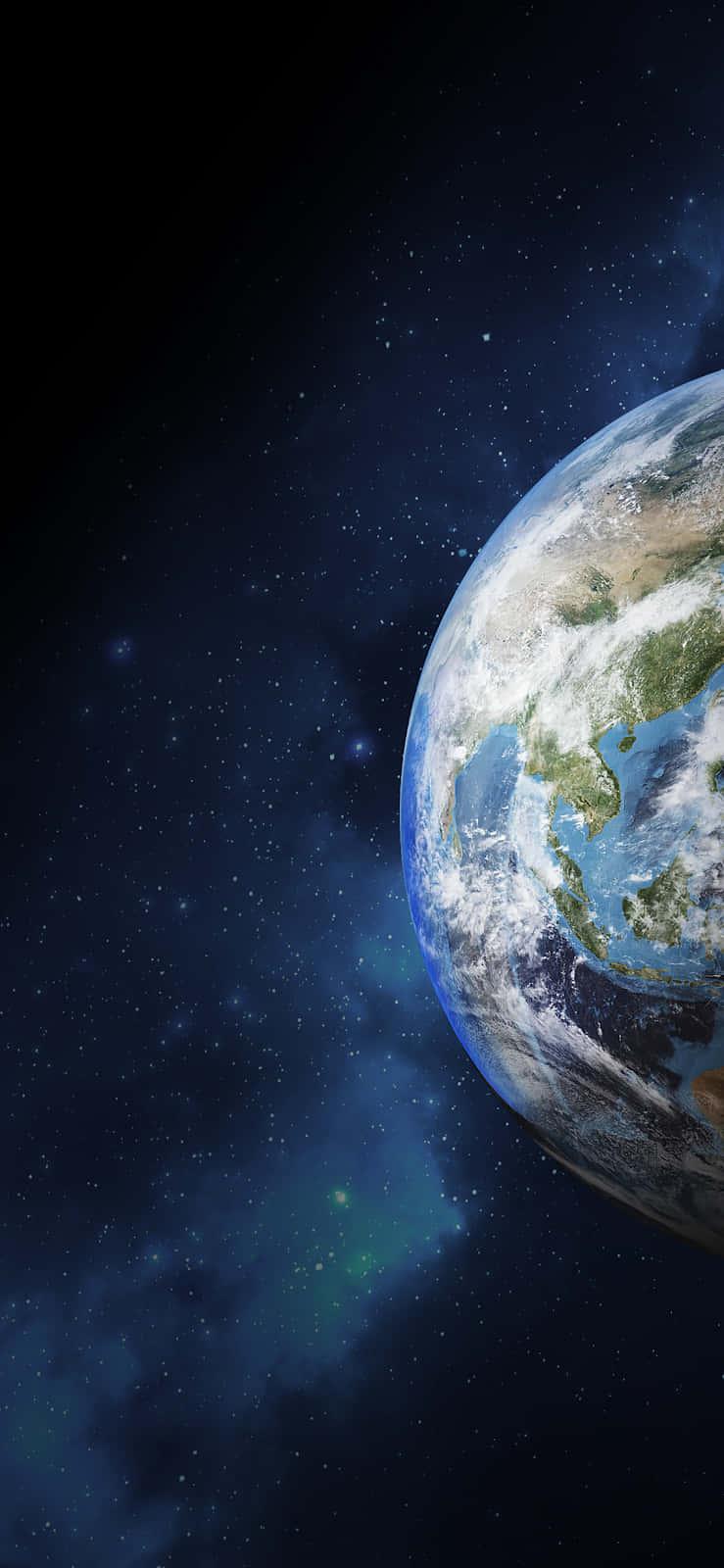 IPhone Half Earth In Dark Blue Galaxy — 739x1600 wallpaper