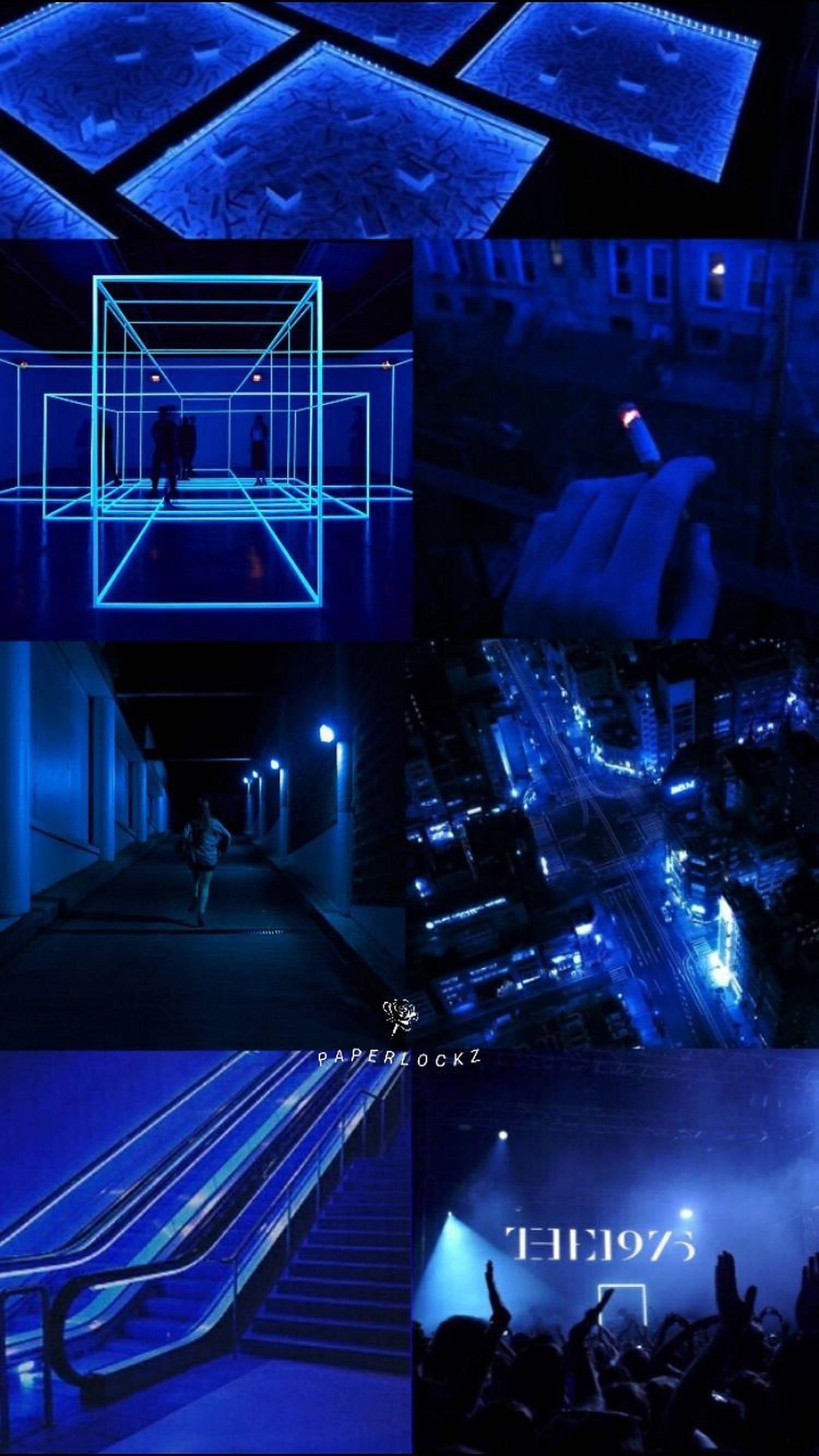 Iphone Neon Blue Aesthetic Collage — 1500x2668 wallpaper