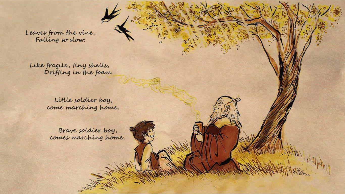 Iroh reciting a poem to Zuko — 1366x768 wallpaper