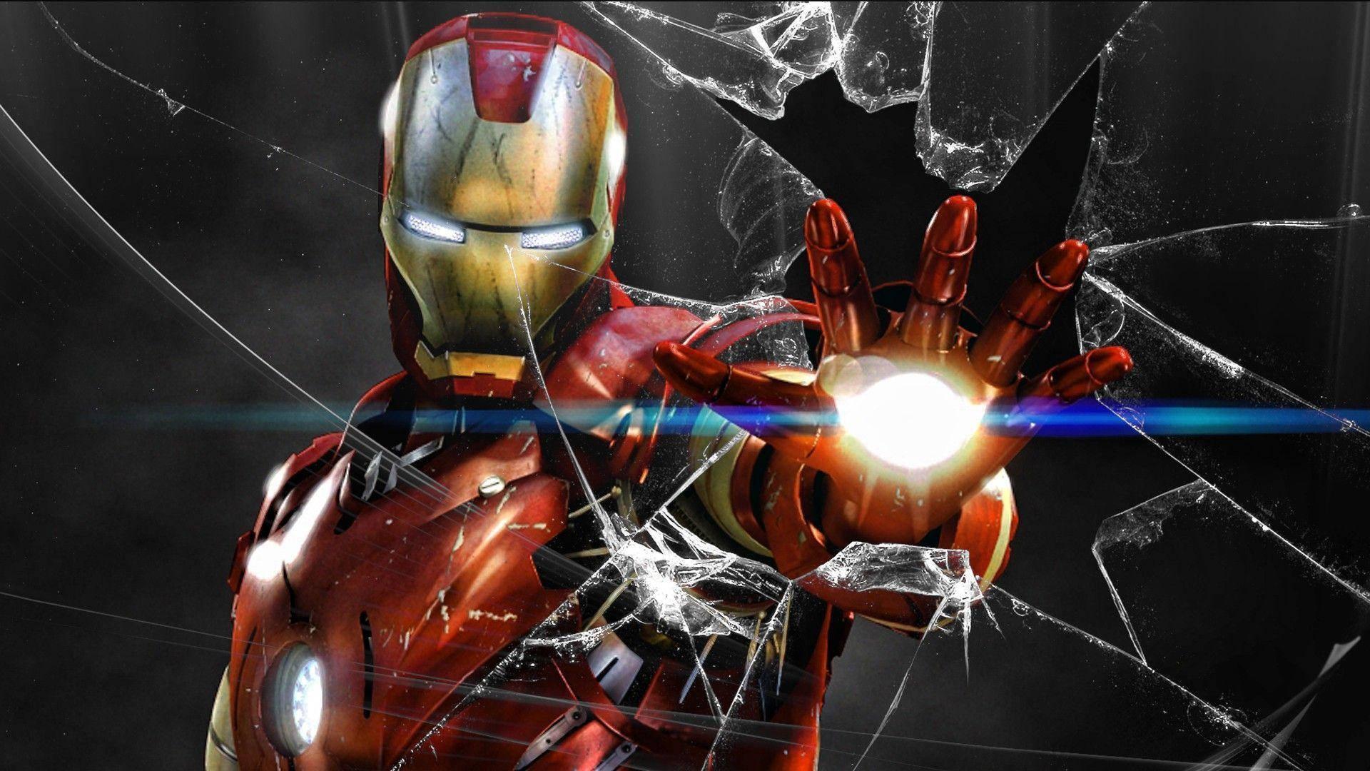 Iron Man Cracked Screen — 1920x1080 wallpaper