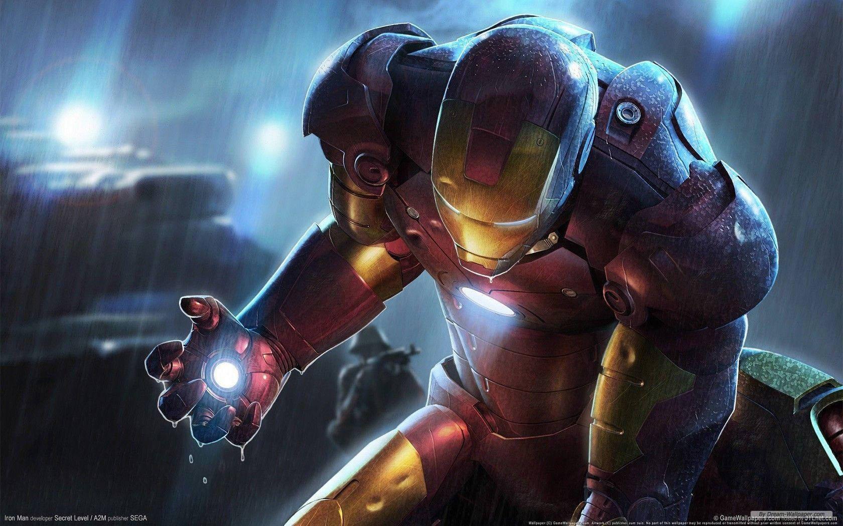 Iron Man Full HD Kneeling — 1680x1050 wallpaper