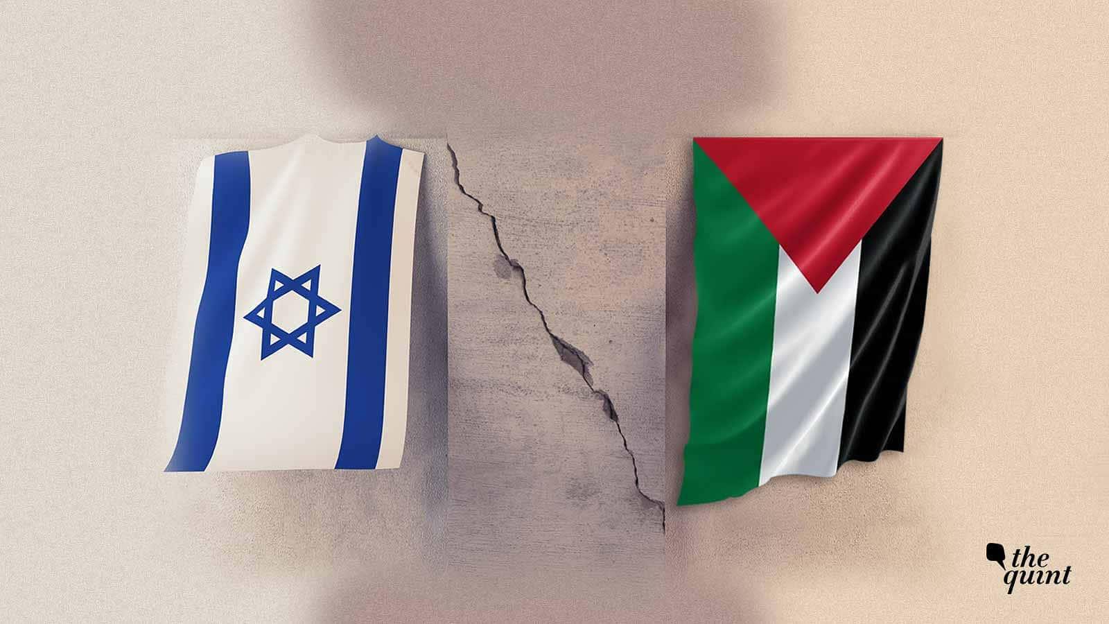 israel and palestinian flags are shown on a wall — 1600x900 wallpaper