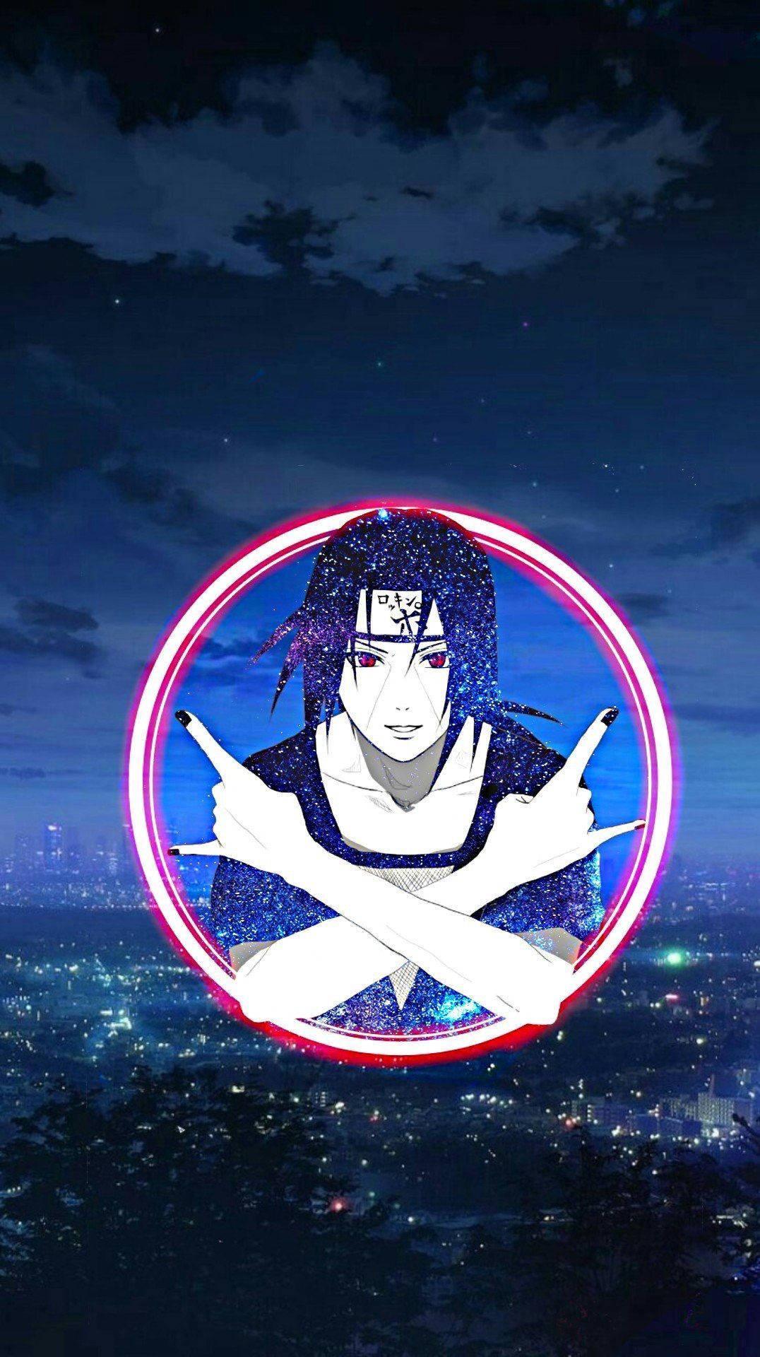 Itachi Phone On Pink Circle Sharingan — 1076x1920 wallpaper