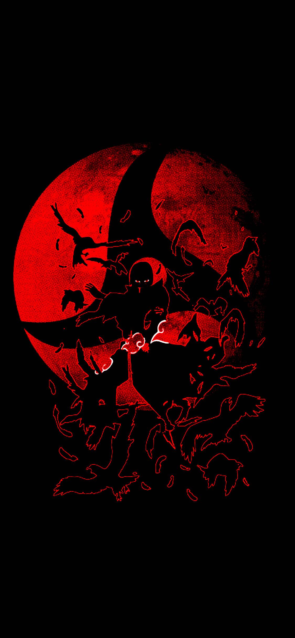 Itachi Phone Sharingan Red Dark Forest — 1125x2436 wallpaper