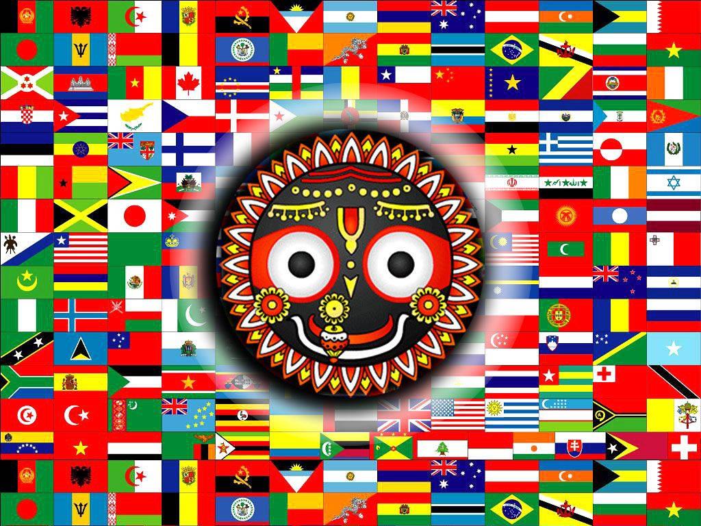 Jagannath And International Flags — 1024x768 wallpaper