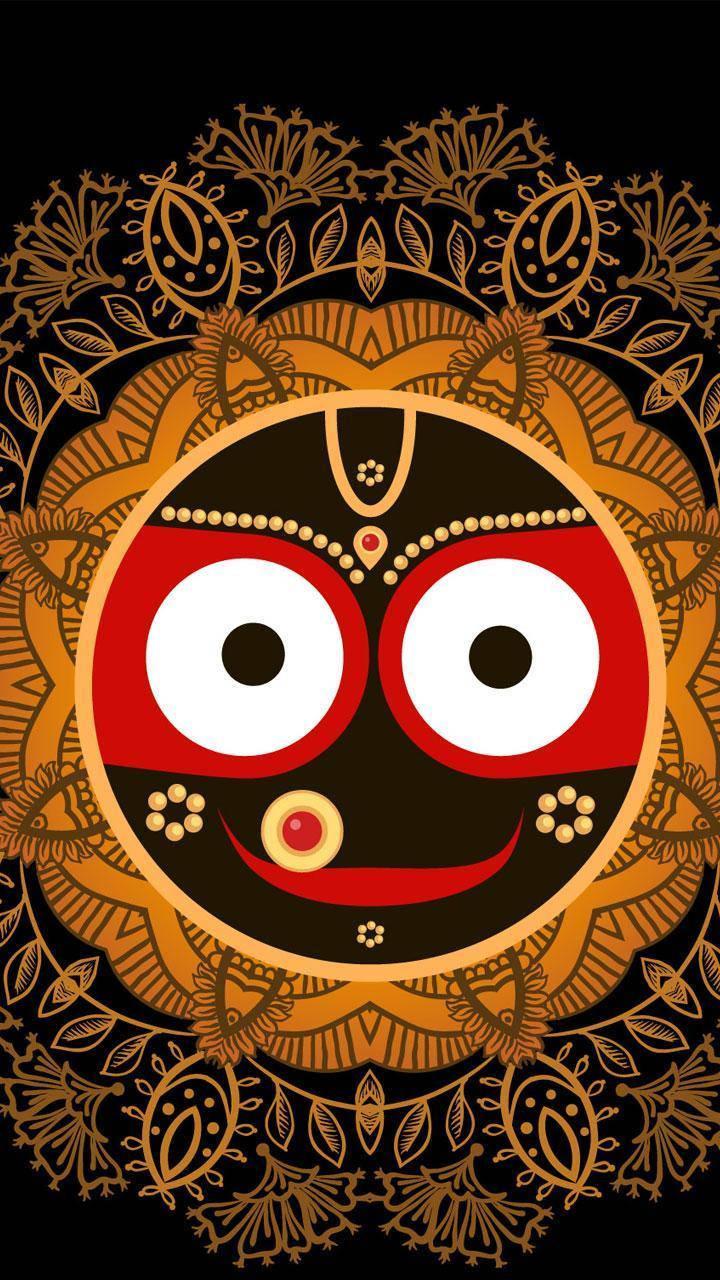 Jagannath Glowing Orange Mask — 720x1280 wallpaper