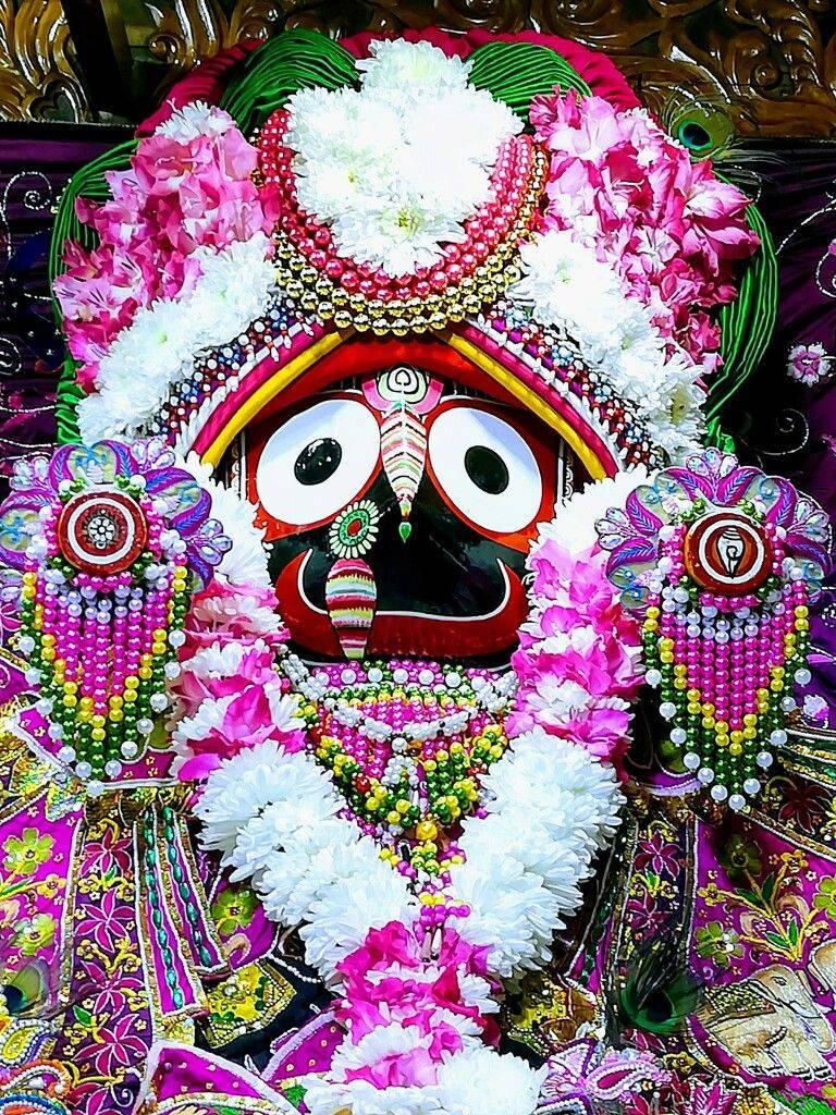 Jagannath With White And Pink Flowers — 768x1024 wallpaper