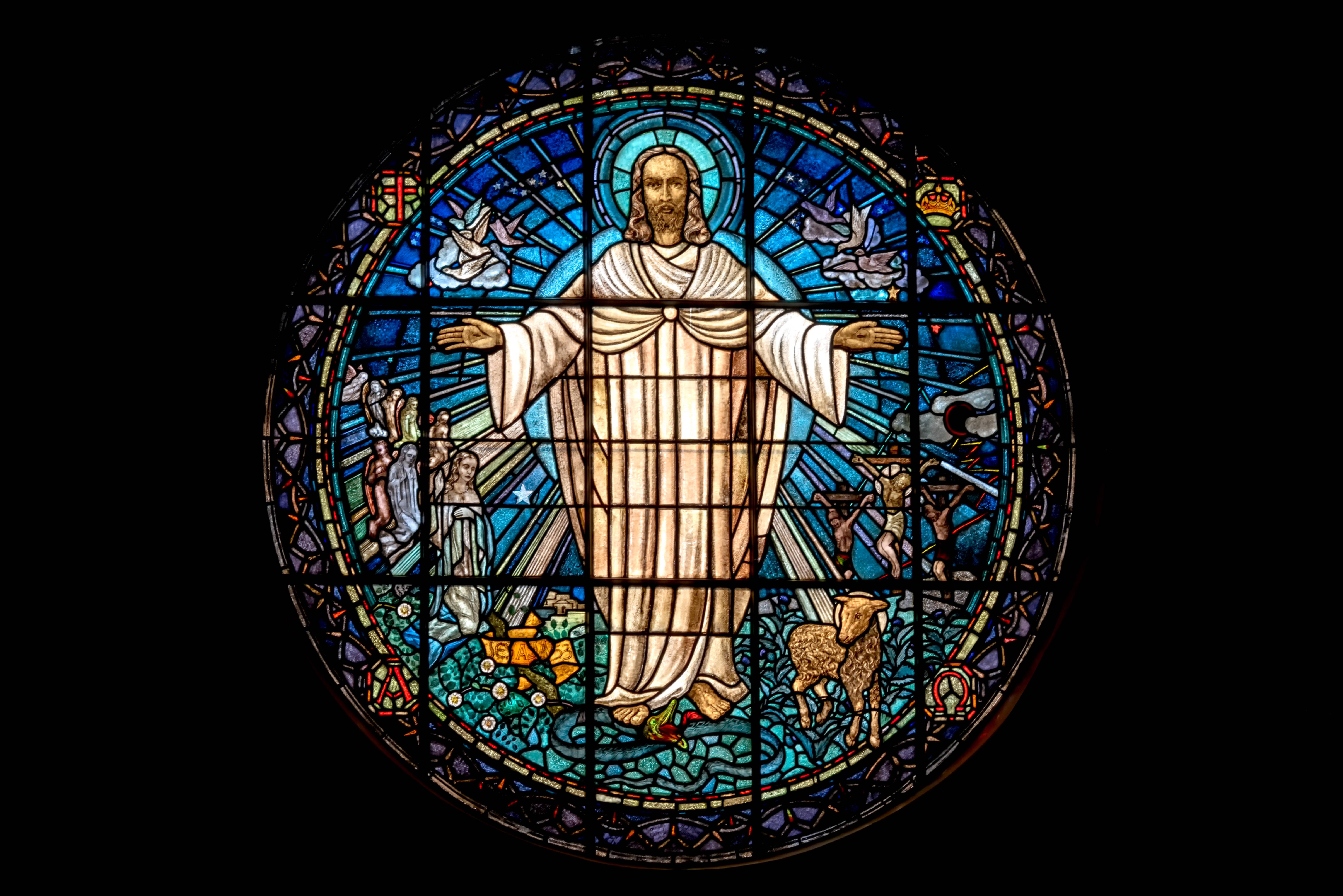 Jesus In Stained Glass Wall Decor — 6159x4111 wallpaper