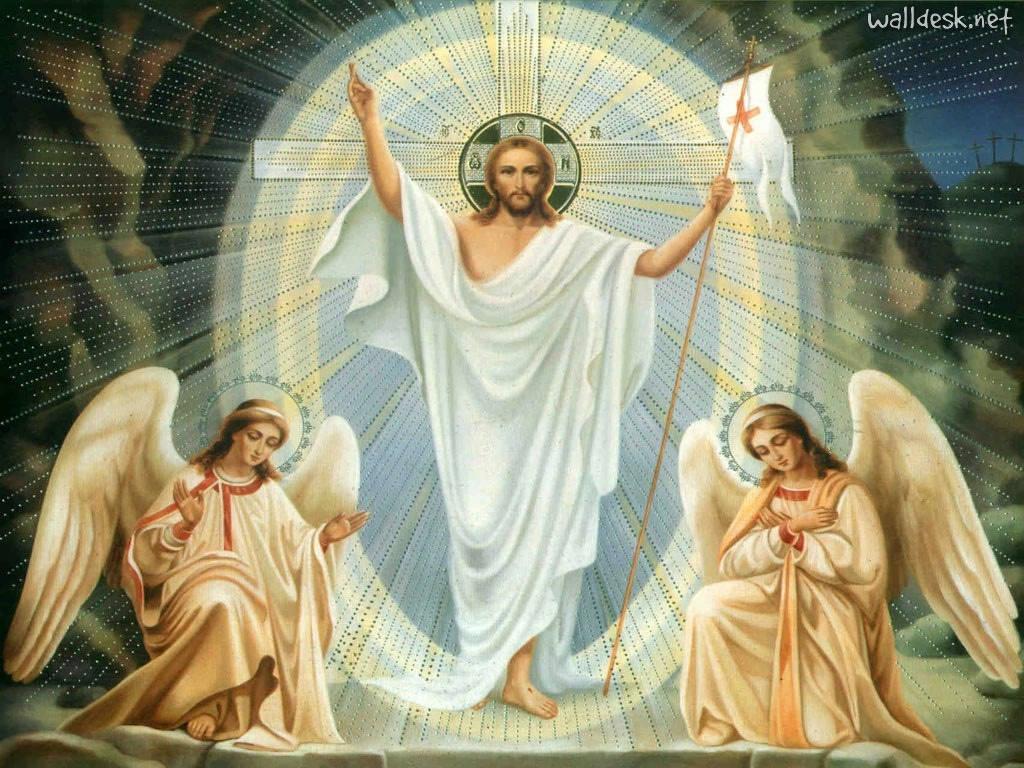 Jesus Walks with His Guardian Angels — 1024x768 wallpaper