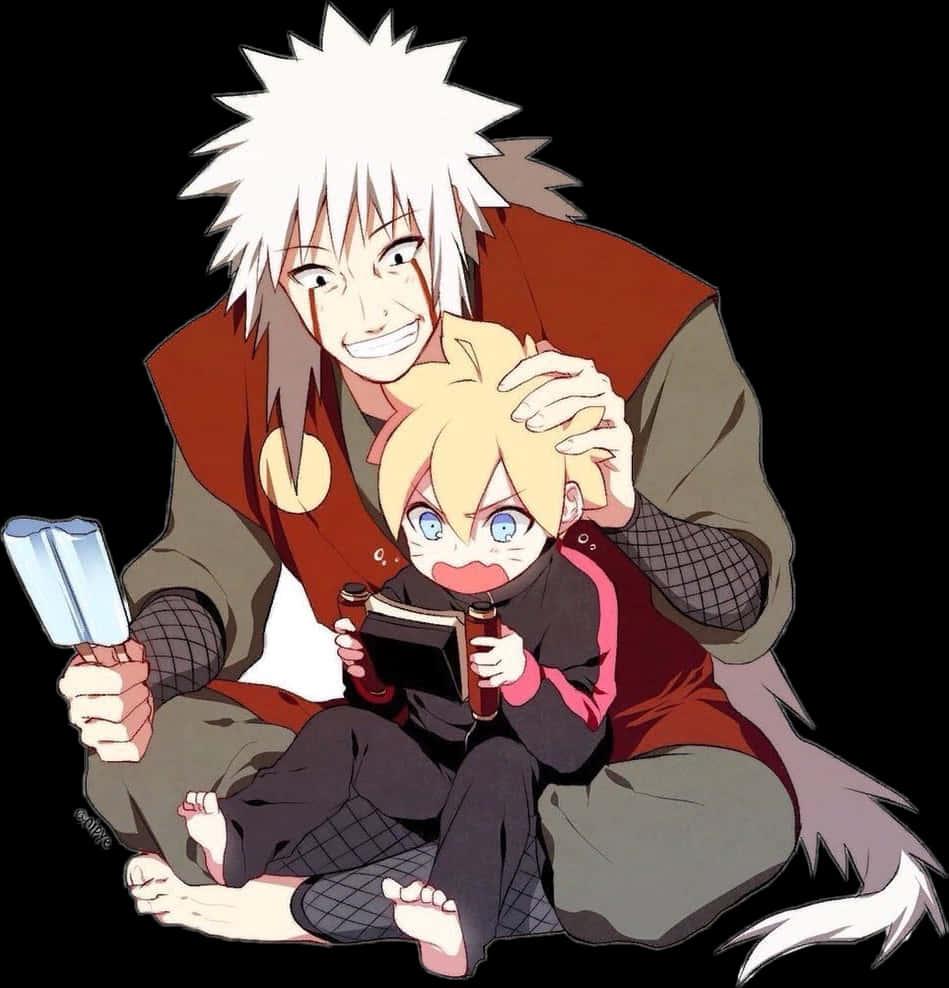 Jiraiyaand Young Naruto Reading Together — 949x988 wallpaper