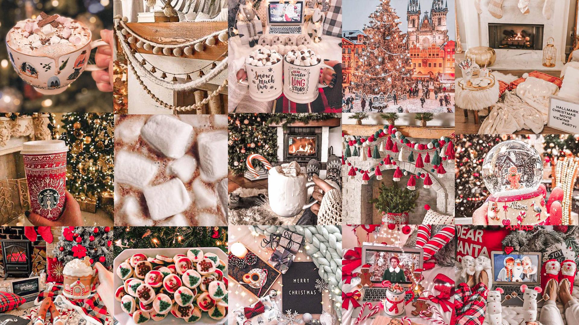 Joyful Christmas Collage in Red and White Theme — 1920x1080 wallpaper